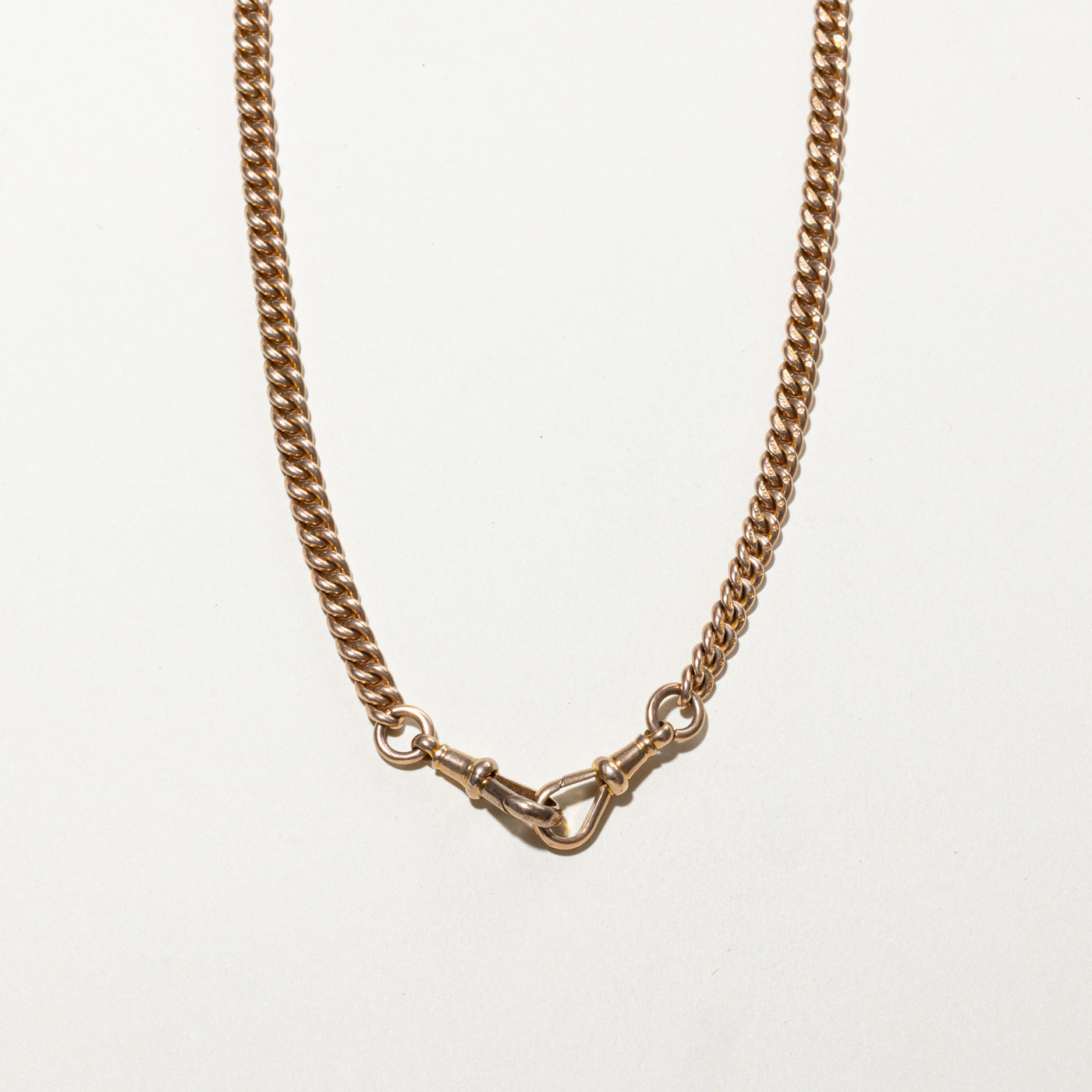 Chaîne de montre Birmingham 1930 en or rose 9 carats avec barre en T | 4,60 mm | 15 pouces |