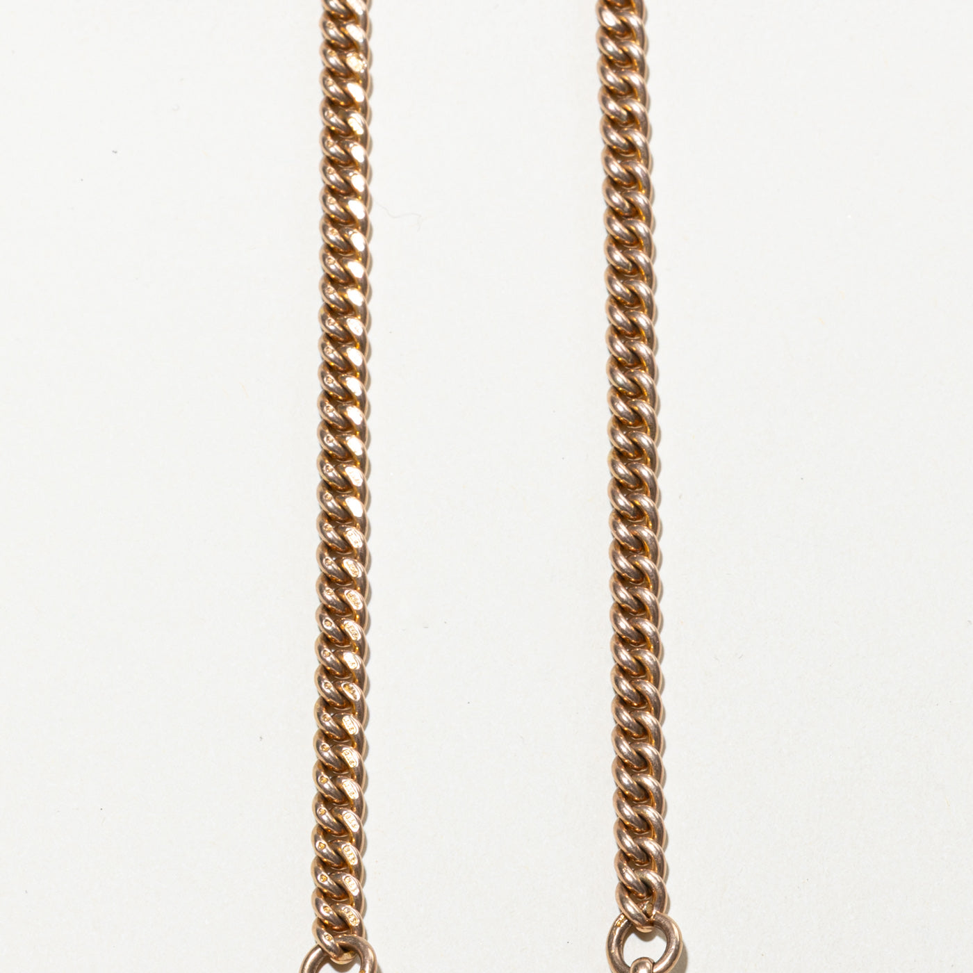 Chaîne de montre Birmingham 1930 en or rose 9 carats avec barre en T | 4,60 mm | 15 pouces |