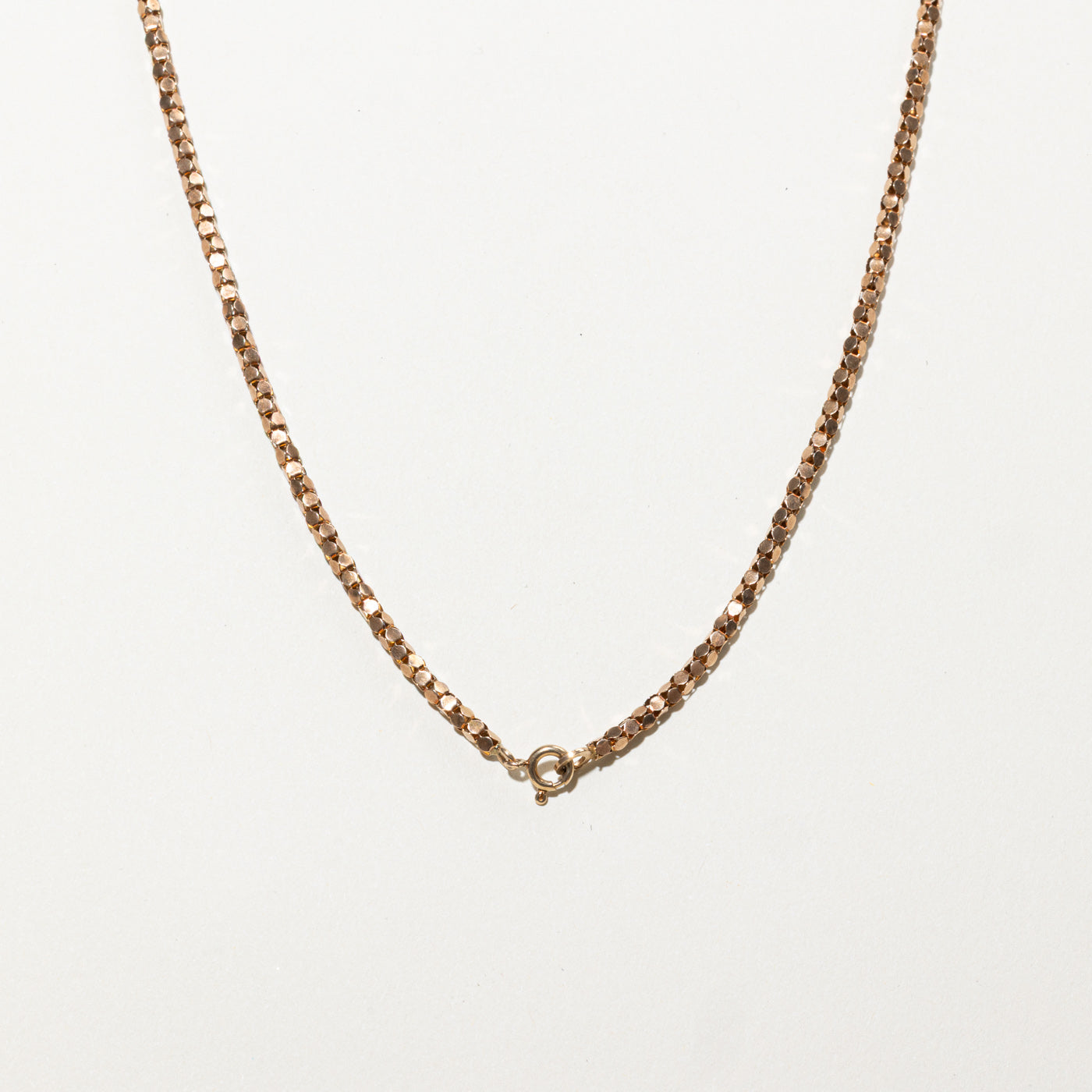 Collier chaîne popcorn en or rose 9 carats, Londres, 1979 | 2,83 mm | 60 cm