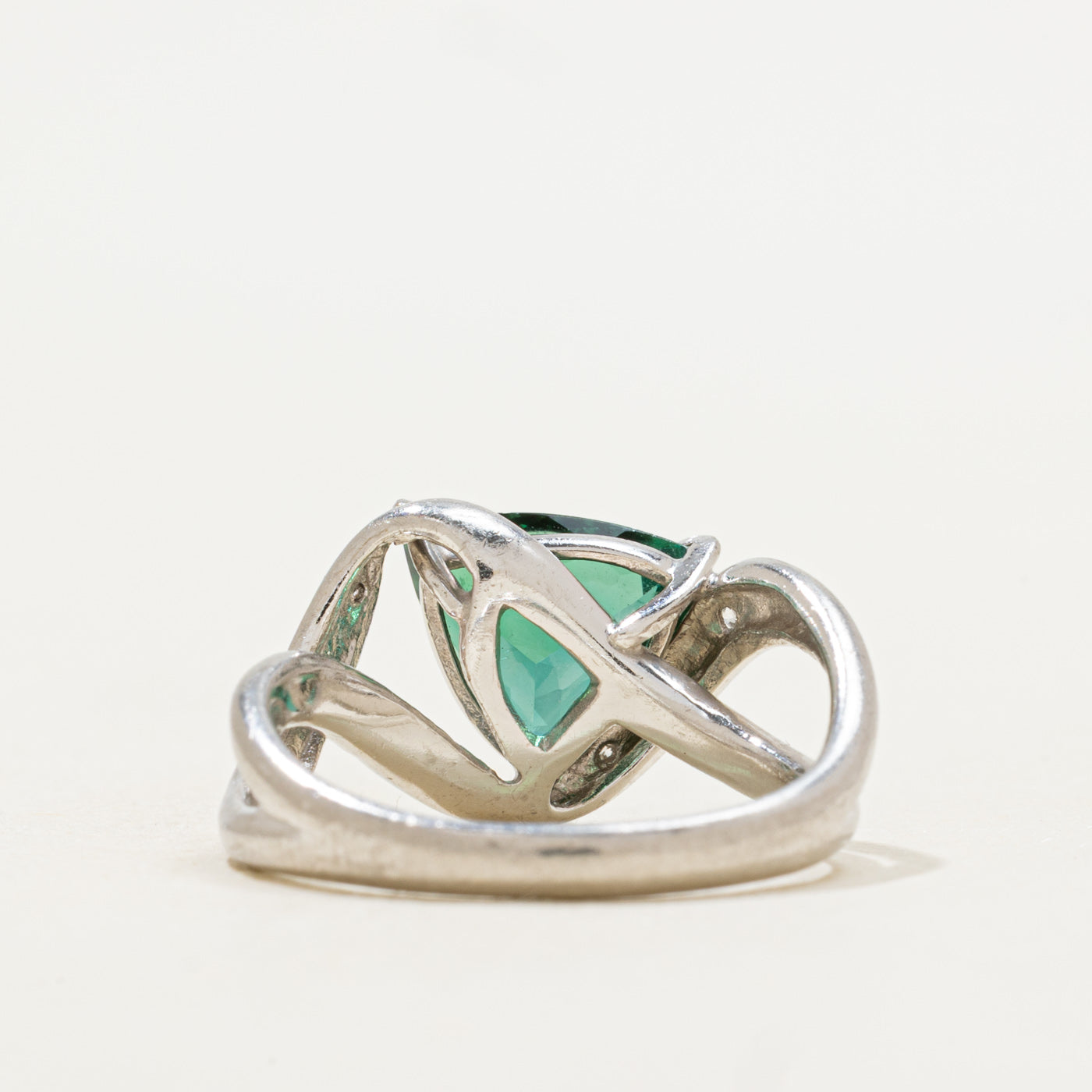 Platinum Green Tourmaline & Diamond Bypass Ring | 2.05ct, 0.08ctw | SZ 5.75 |