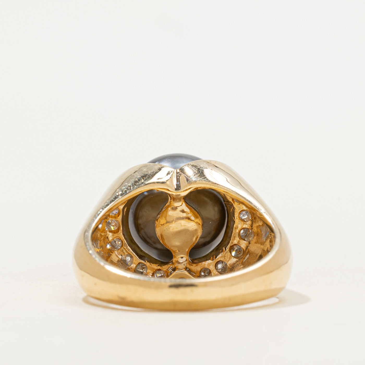 High Set Tahitian Pearl & Diamond Ring | 9.90ct, 0.36ctw | SZ 7 |