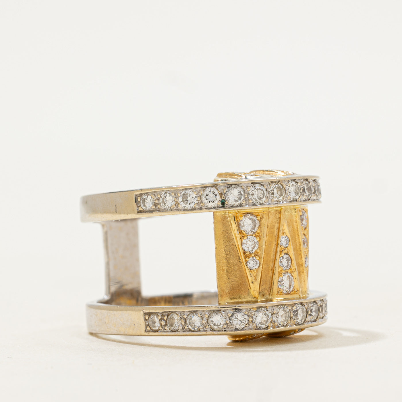 Two Tone Gold High Set Diamond Double Band | 1.50ctw | SZ 7.5 |