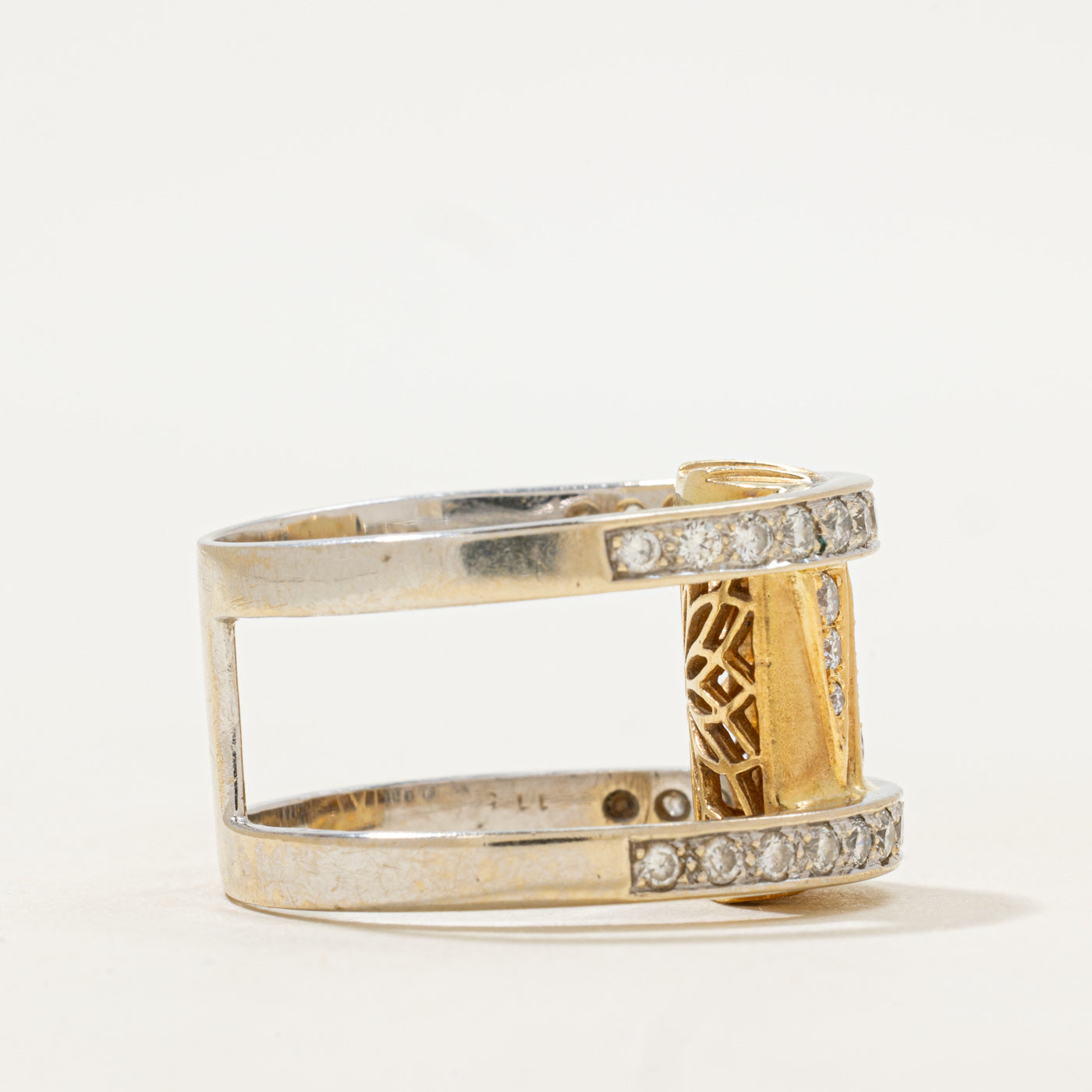 Two Tone Gold High Set Diamond Double Band | 1.50ctw | SZ 7.5 |