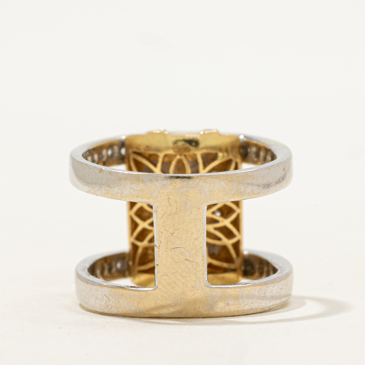 Two Tone Gold High Set Diamond Double Band | 1.50ctw | SZ 7.5 |