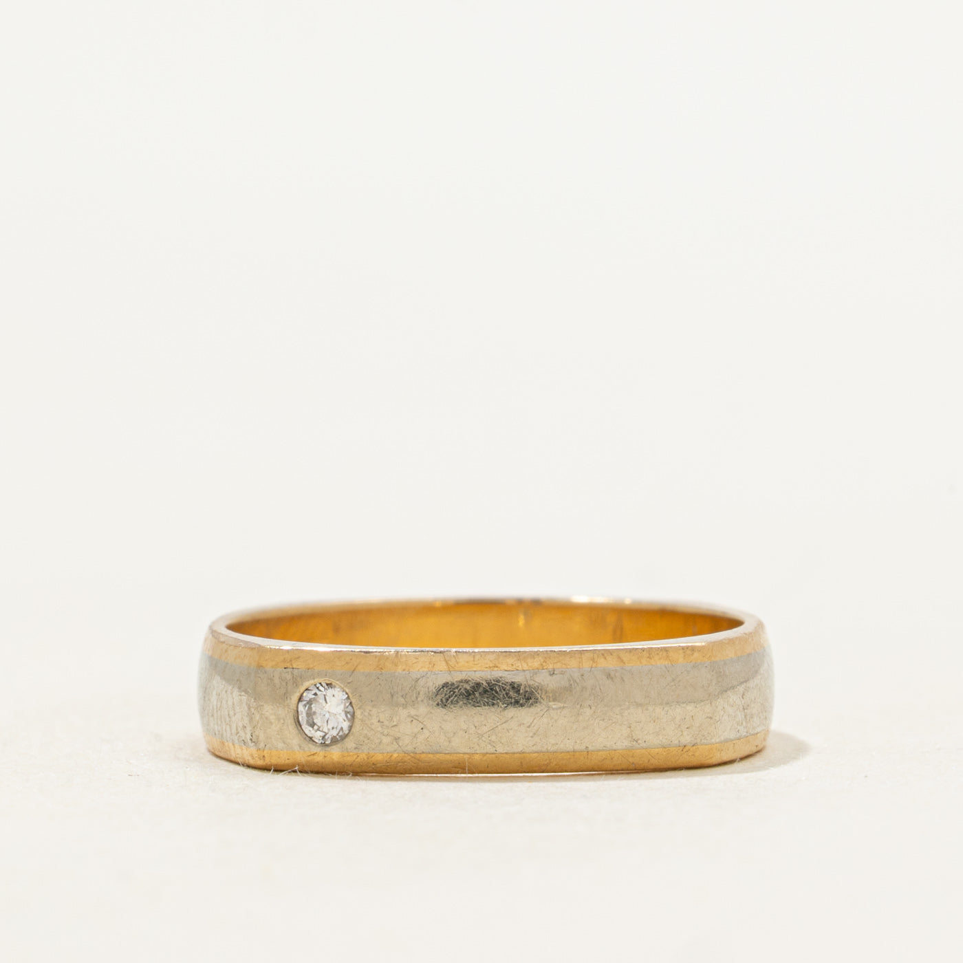 Two Tone Gold Diamond Soft Square Band | 0.03ctw | SZ 6.25 |