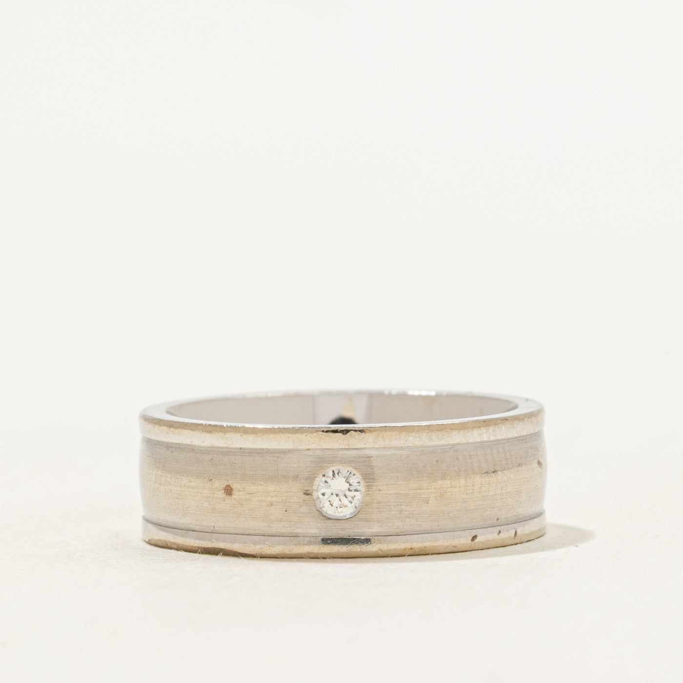 'Birks' Flush Set Diamond Grooved Band | 0.03ct | SZ 5 |