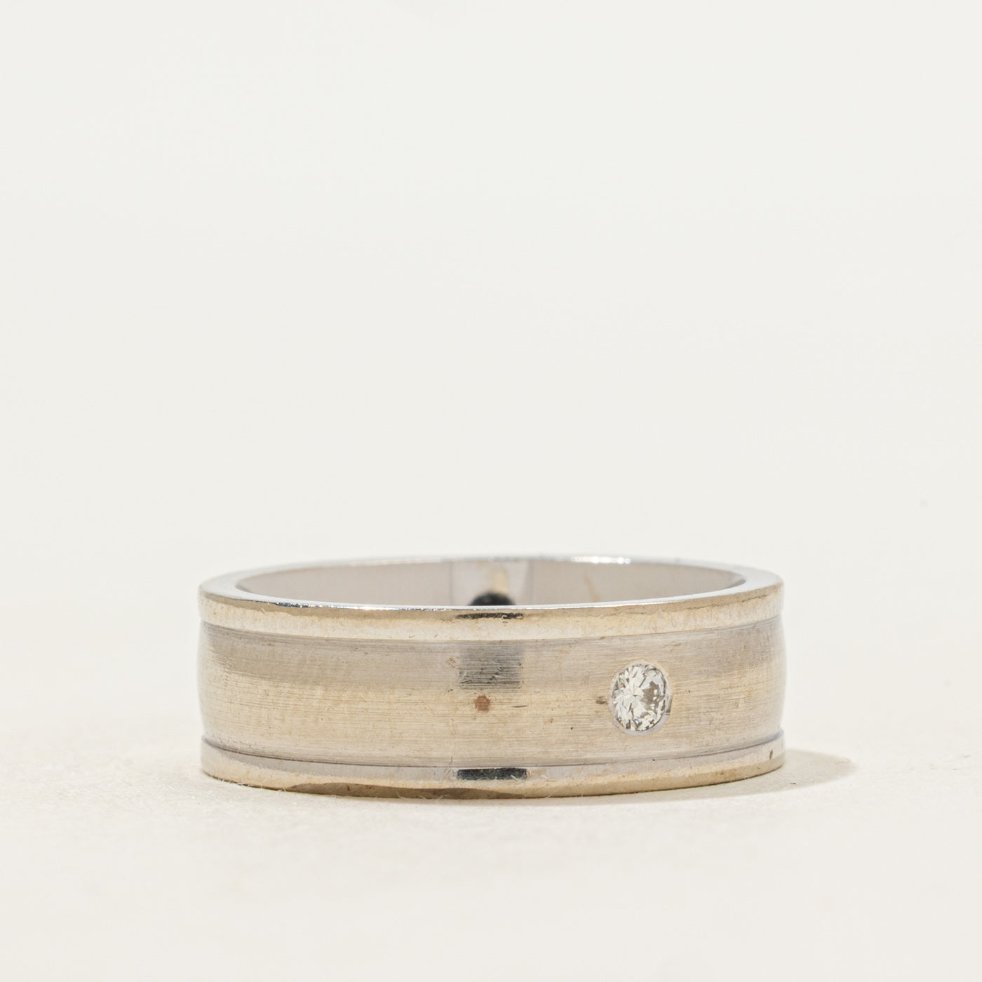 'Birks' Flush Set Diamond Grooved Band | 0.03ct | SZ 5 |