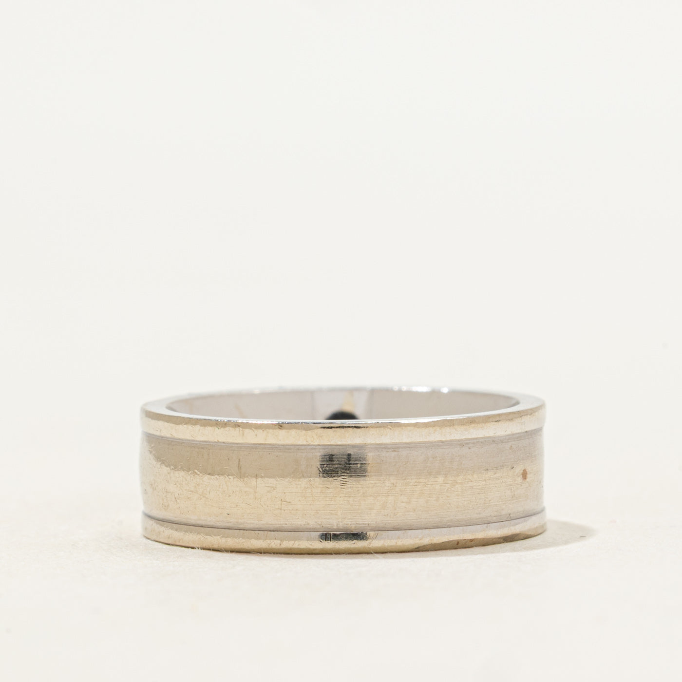 'Birks' Flush Set Diamond Grooved Band | 0.03ct | SZ 5 |