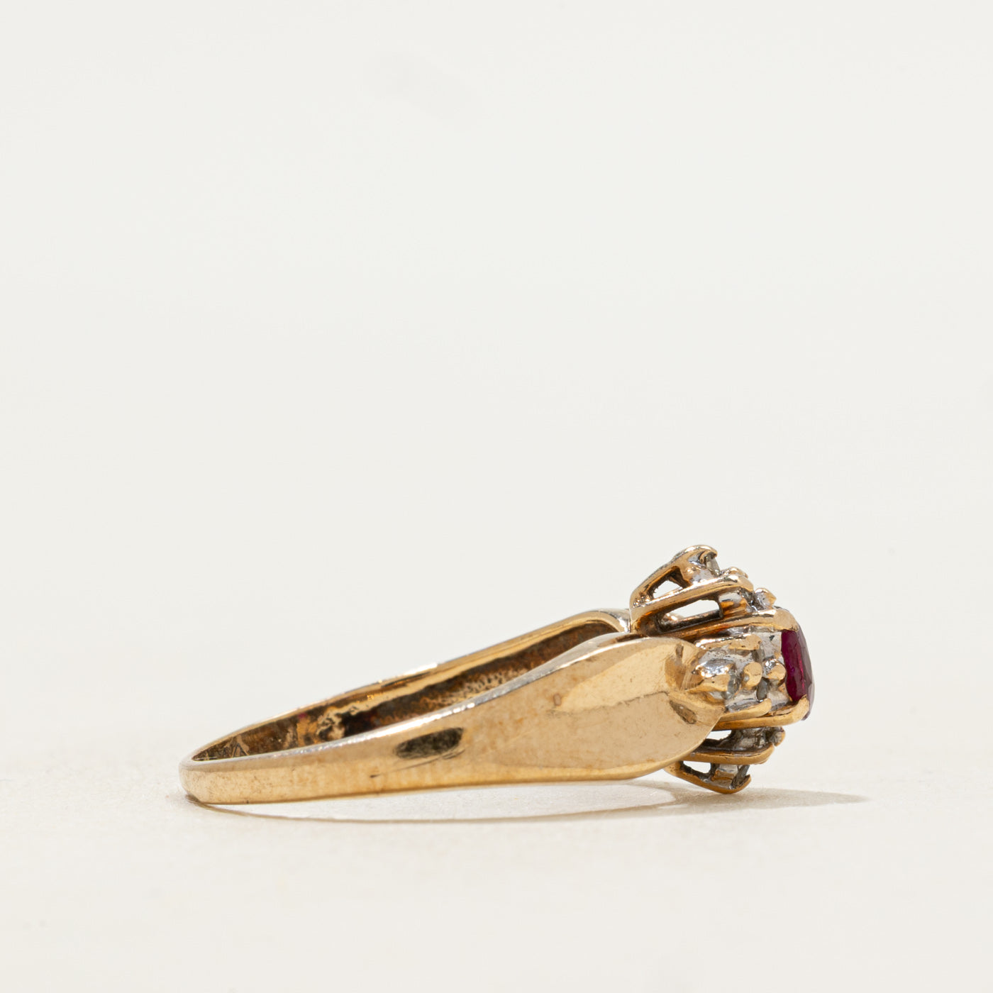 Ruby & Diamond Petal Ring | 0.20ct, 0.06ctw | SZ 5.5