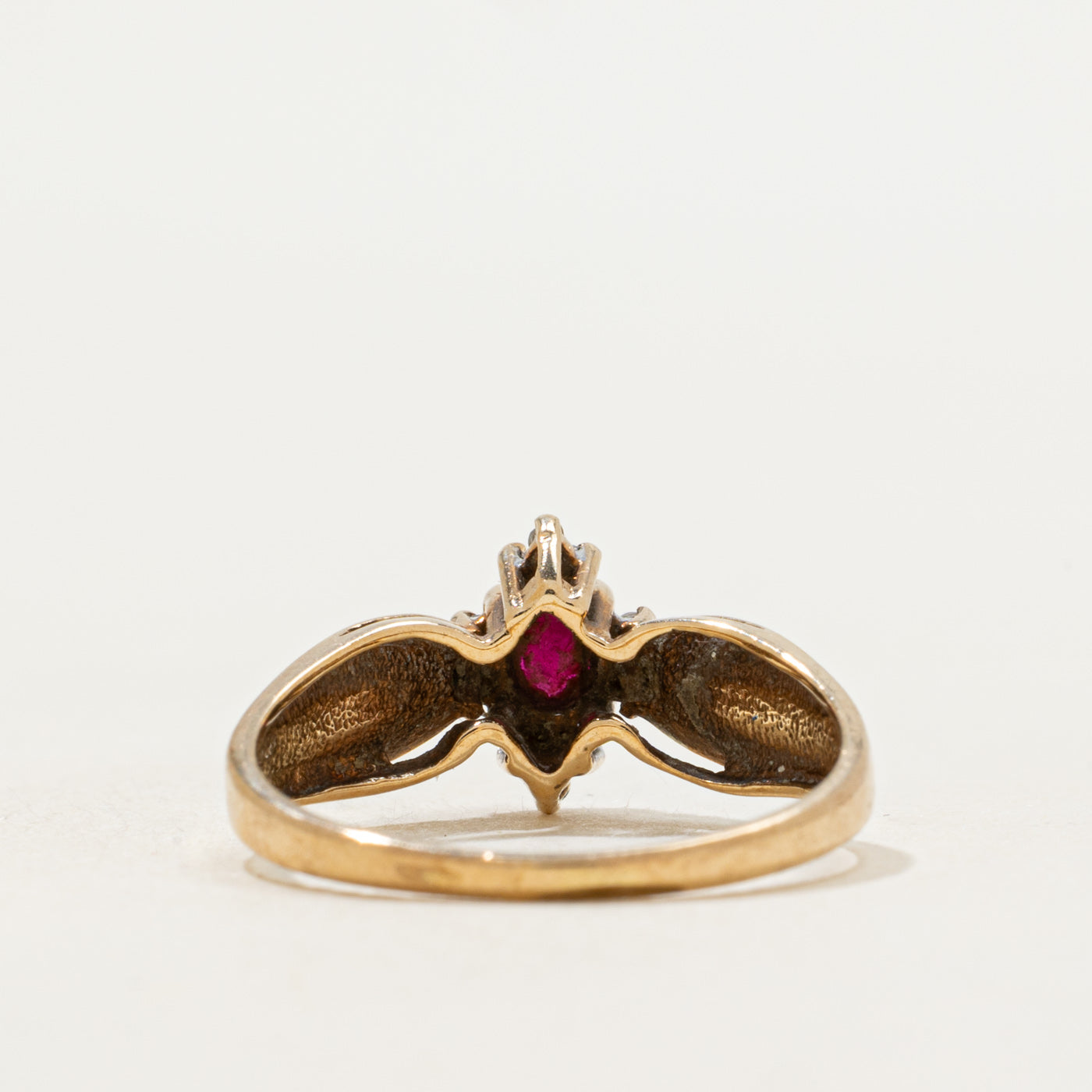 Ruby & Diamond Petal Ring | 0.20ct, 0.06ctw | SZ 5.5