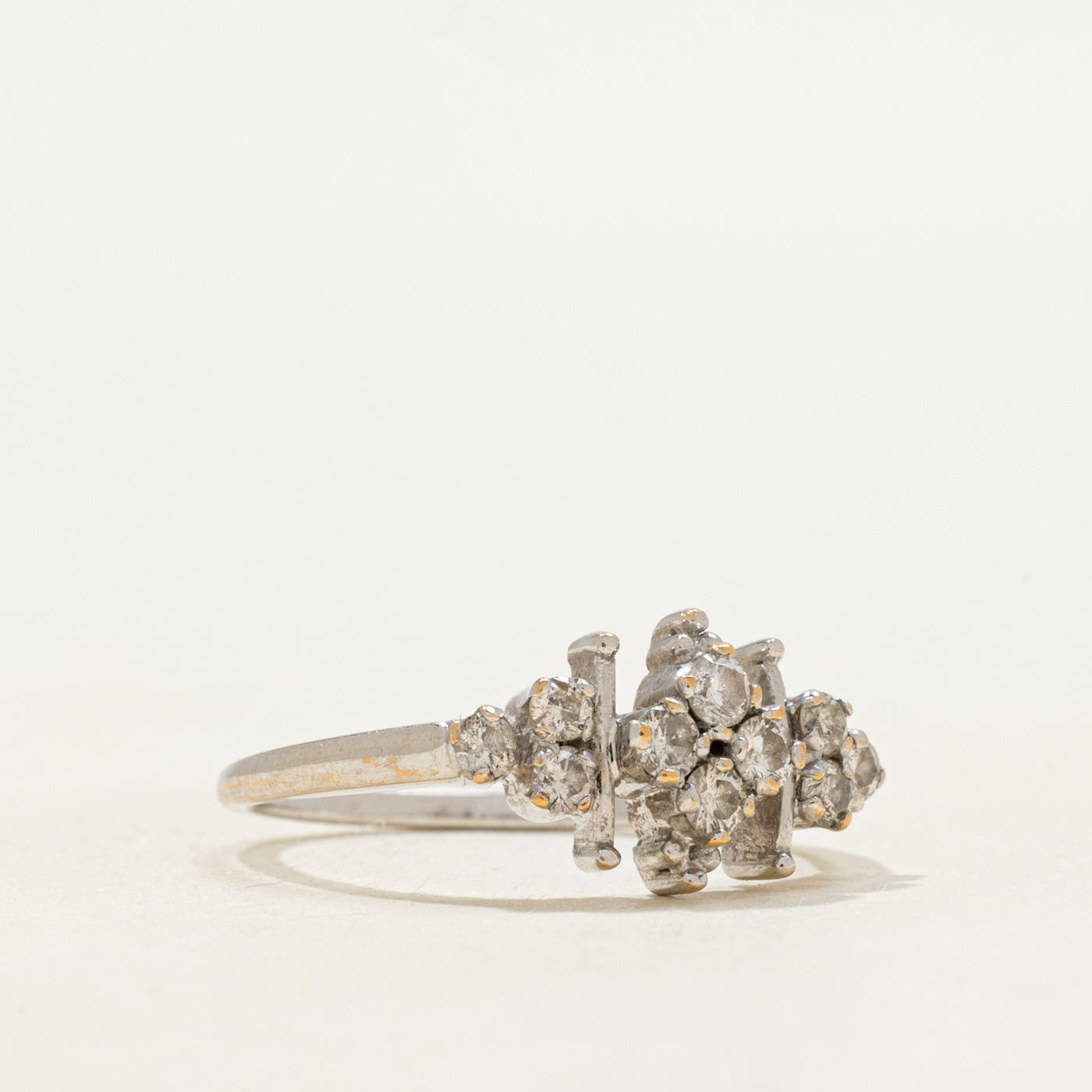 White Gold Marquise Cut Diamond Cluster Ring | 0.28 ctw | SZ 5.75