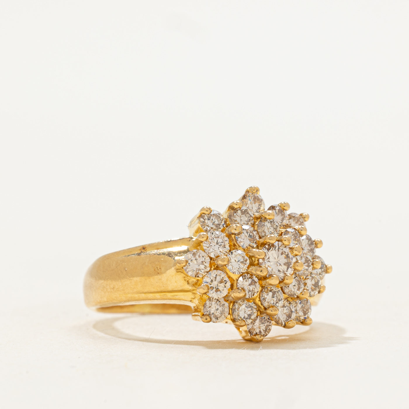 18k Yellow Gold Clustered Cluster Ring | 1.06 ctw | SZ 6.5