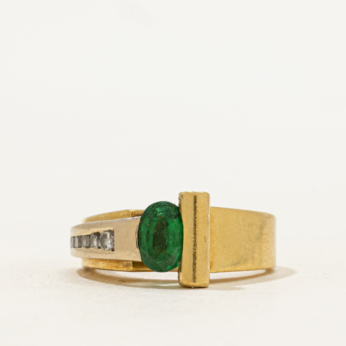 18k Oval Cut Tsavorite Garnet & Diamond Ring | 0.50ct, 0.18ct | SZ 3.5
