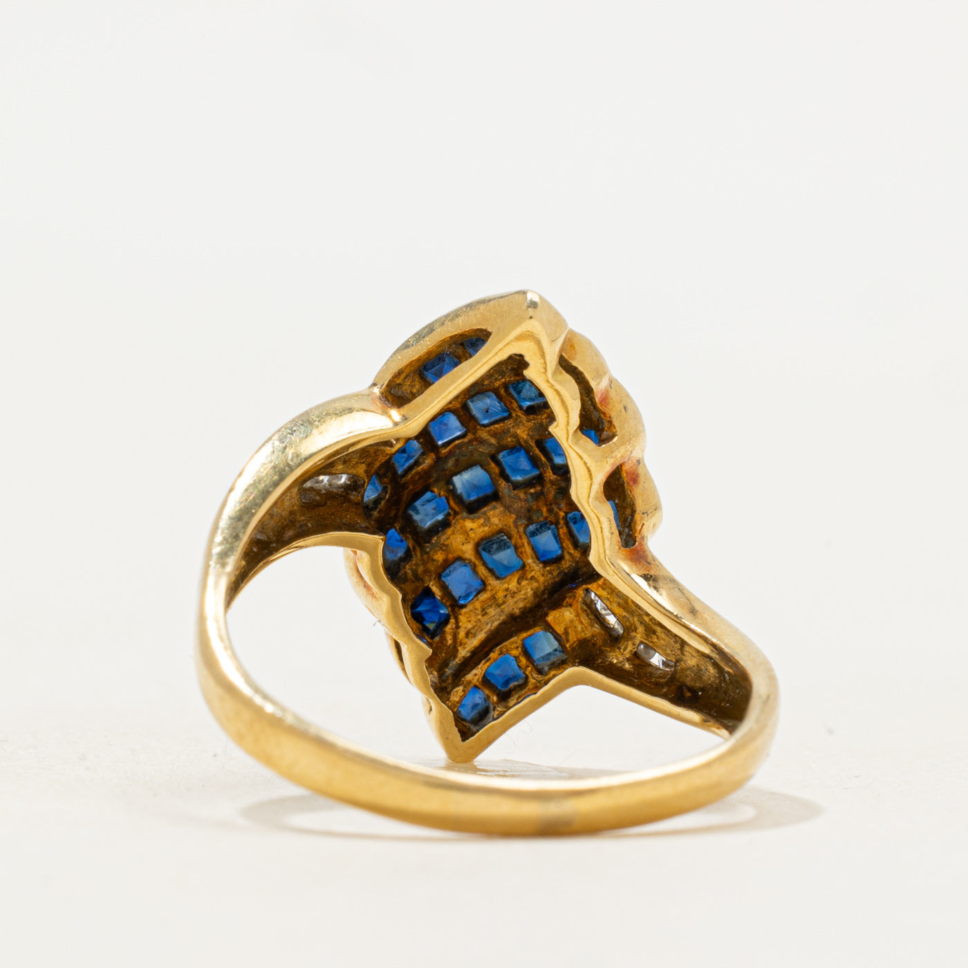 Channel Set Sapphire & Diamond Waterfall Ring | 0.96ctw, 0.07ctw | SZ 8 |