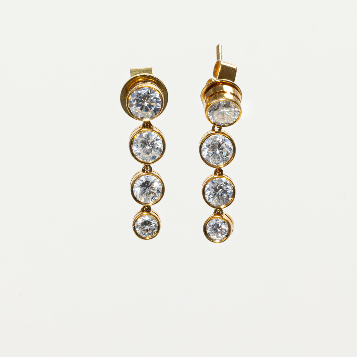 18k Bezel Set Diamond Drop Earrings | 1.44ctw SI1/SI2 G/H