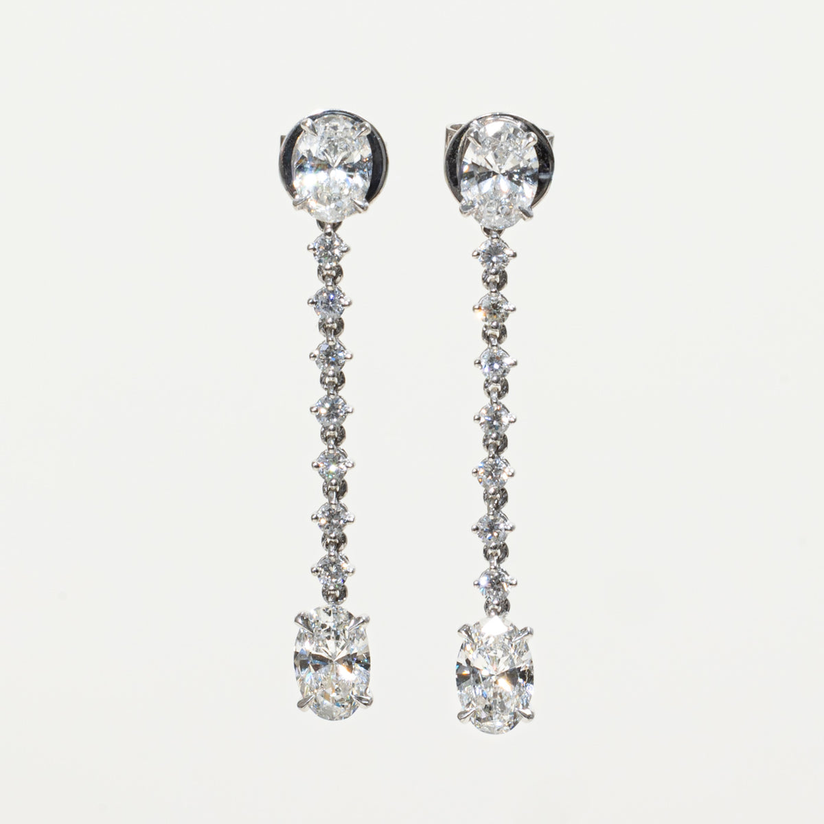 18k Oval Cut Diamond Drop Earrings | 2.08ctw SI2 G/H
