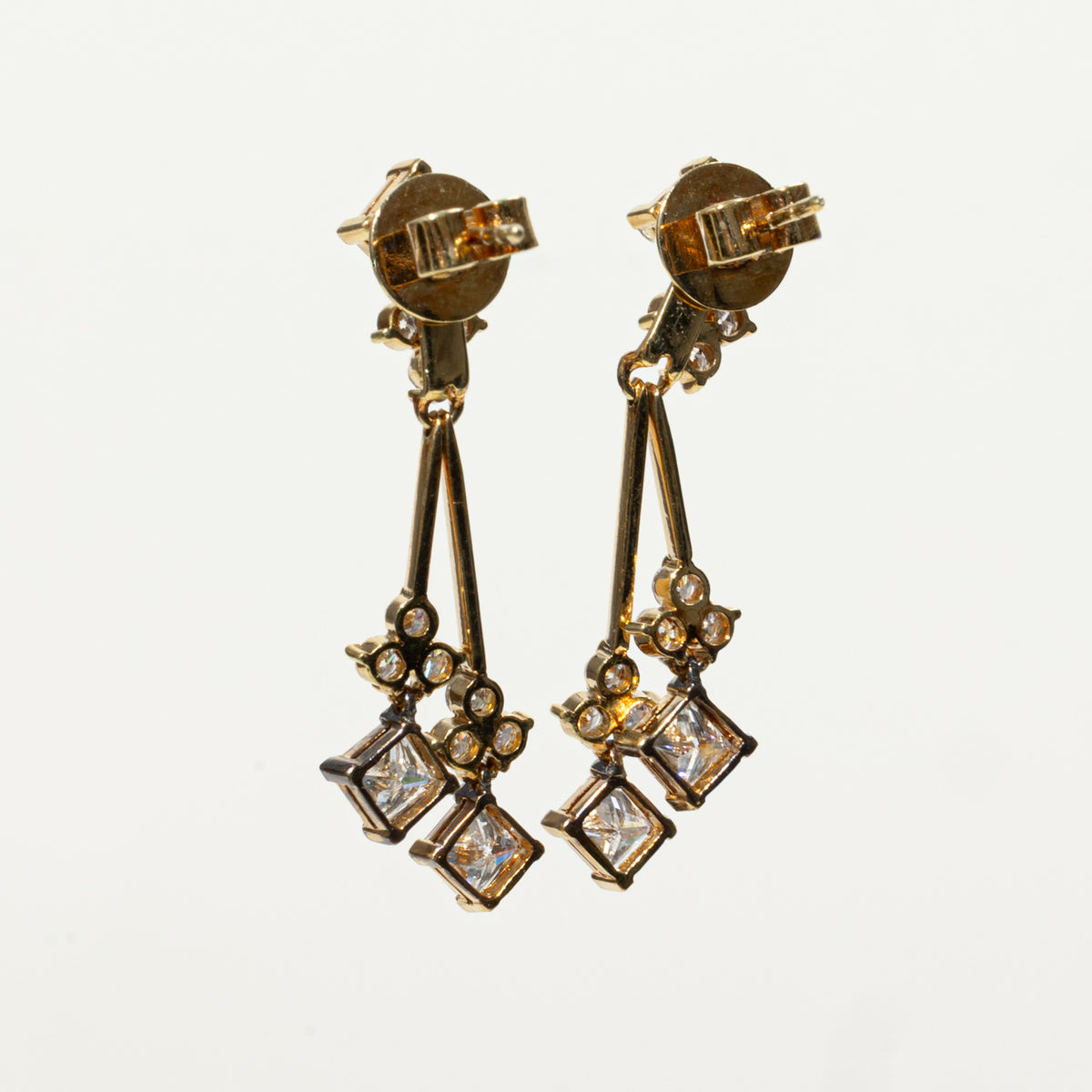 18k Diamond Cluster Dangling Drop Earrings | 2.55ctw