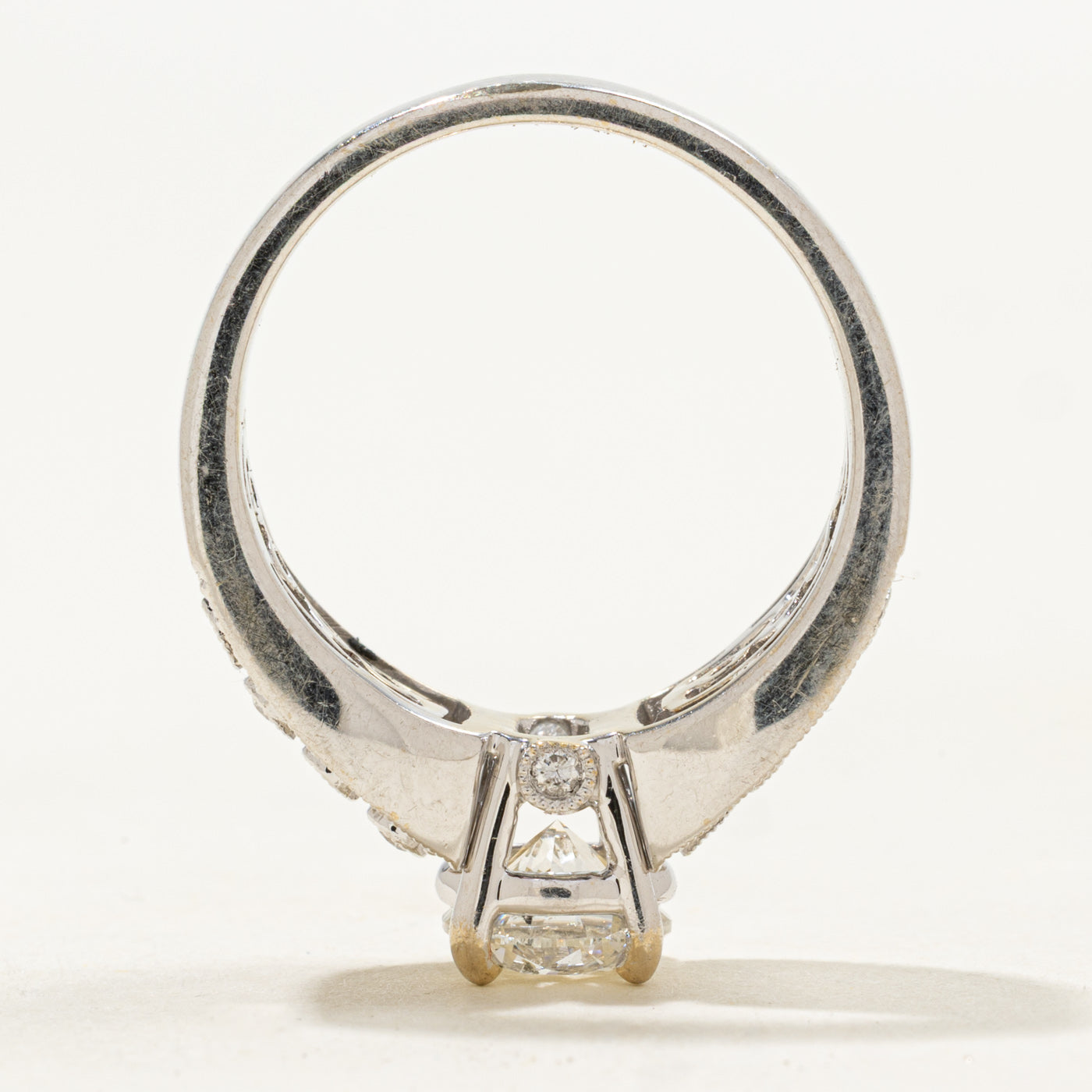 18k White Gold Diamond Accented Reverse Tapered Ring | 1.22ct I1 I, 0.35ctw | SZ 7.0