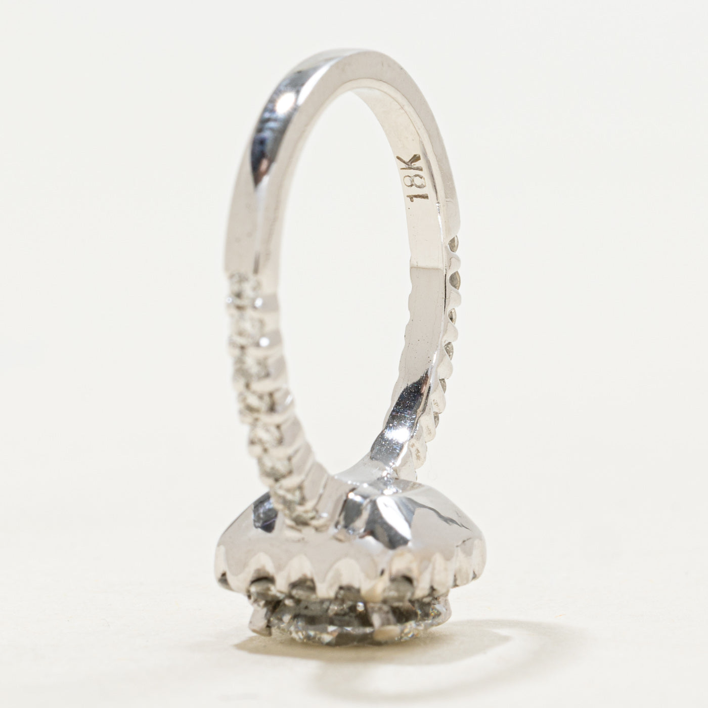 18K White Gold Diamond Halo Ring | 1.38ct VVS2 H, 0.32ctw | SZ 4.5
