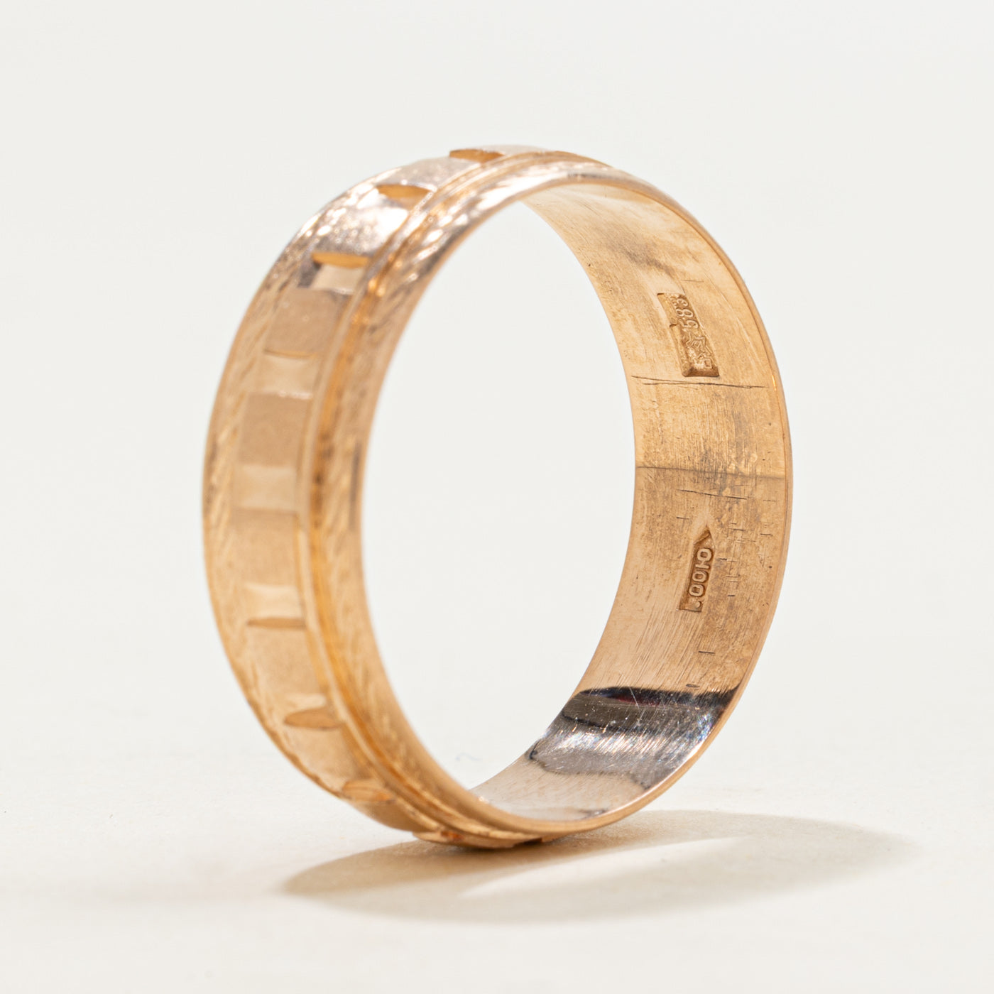 Bague corde cannelée en or rose 14 carats Odesa 1980 | 6,5 mm | Taille 10,25