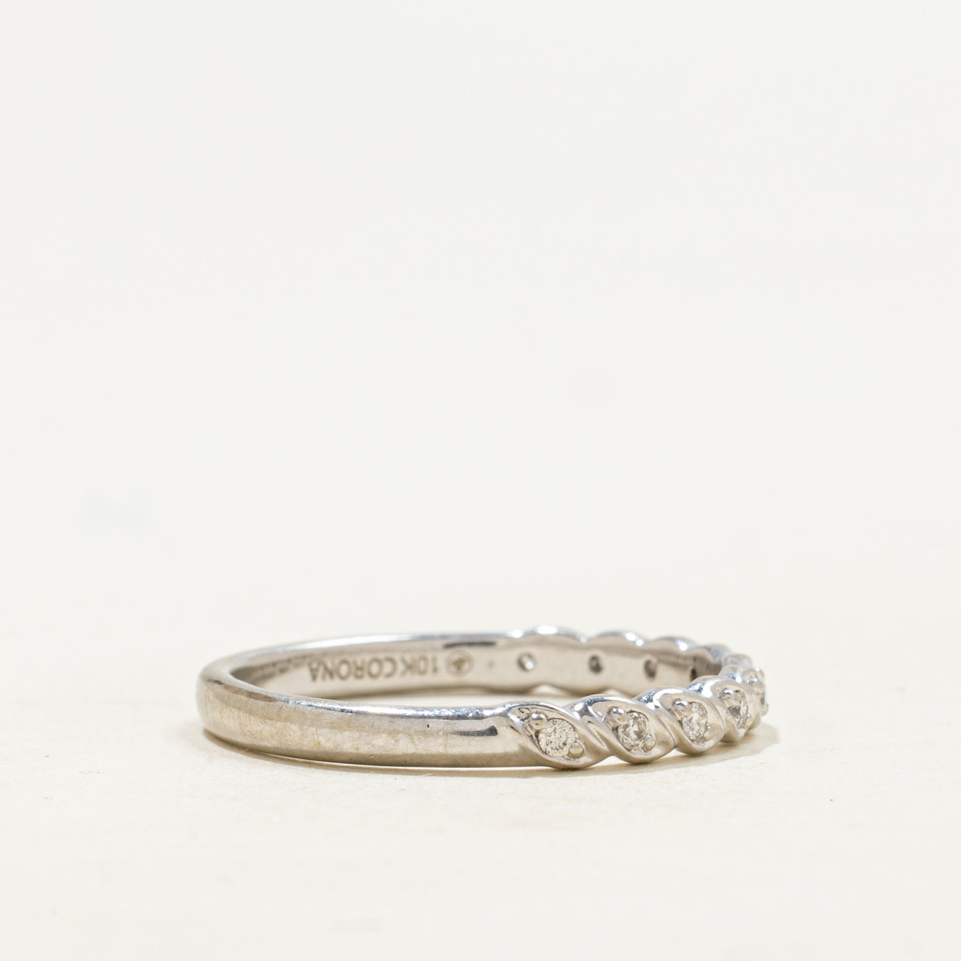 18k Semi Eternity Diamond Twisted Band | 0.08ctw | 2.50mm | SZ 6.25