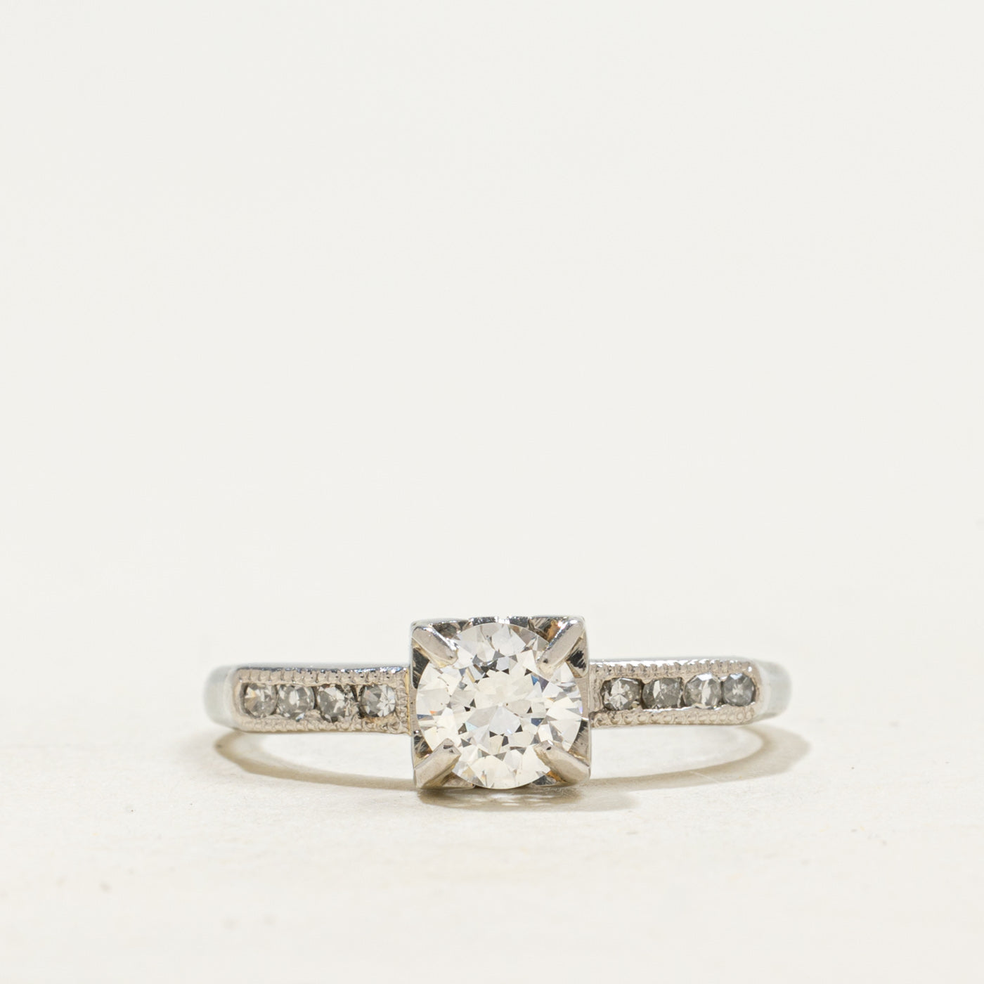 Platinum Diamond Accented Engagement Ring | 0.44ct SI1/SI2 G/H, 0.04ctw | SZ 4.75