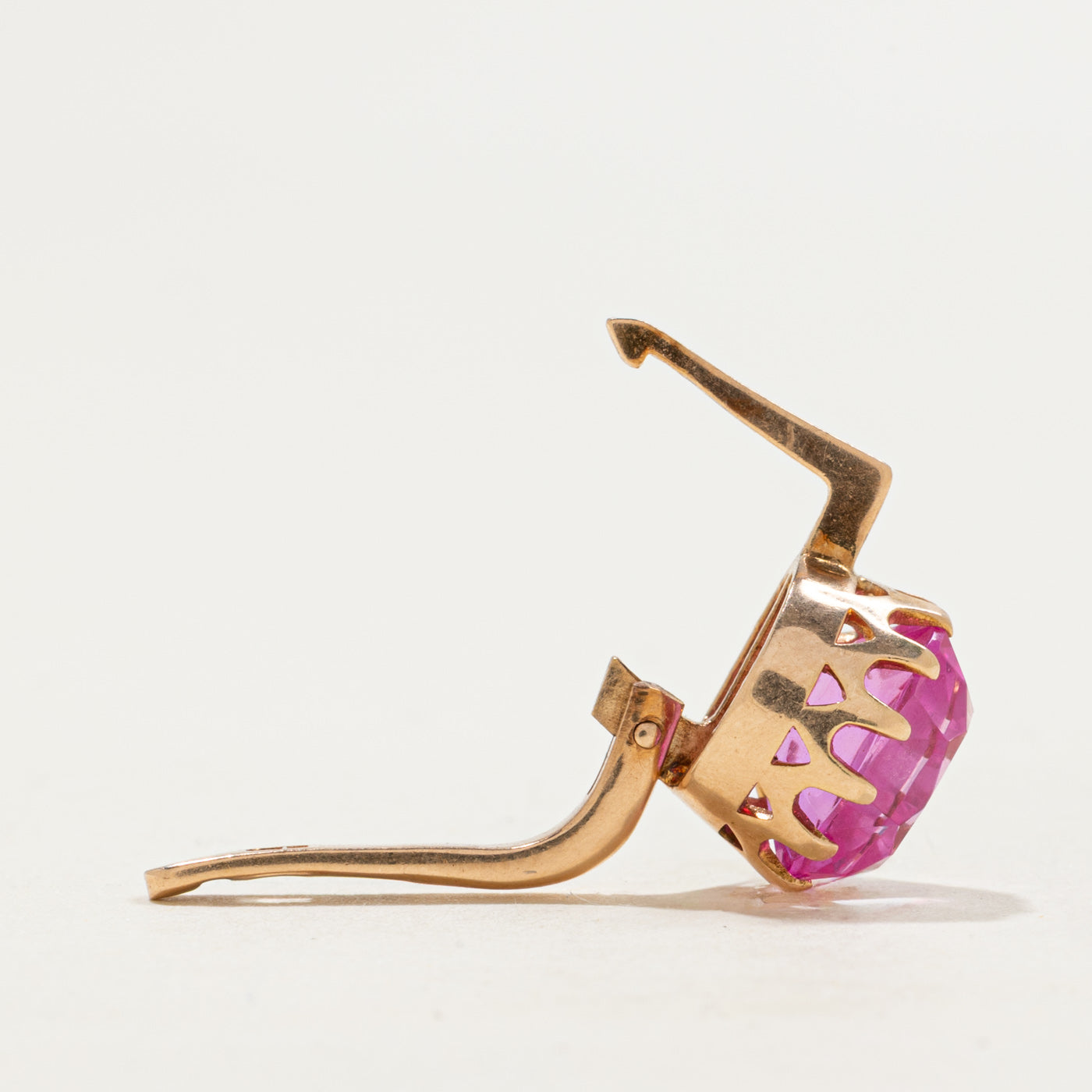 1977 Ukrainian Synthetic Pink Sapphire Drop Earrings | 6.0ctw
