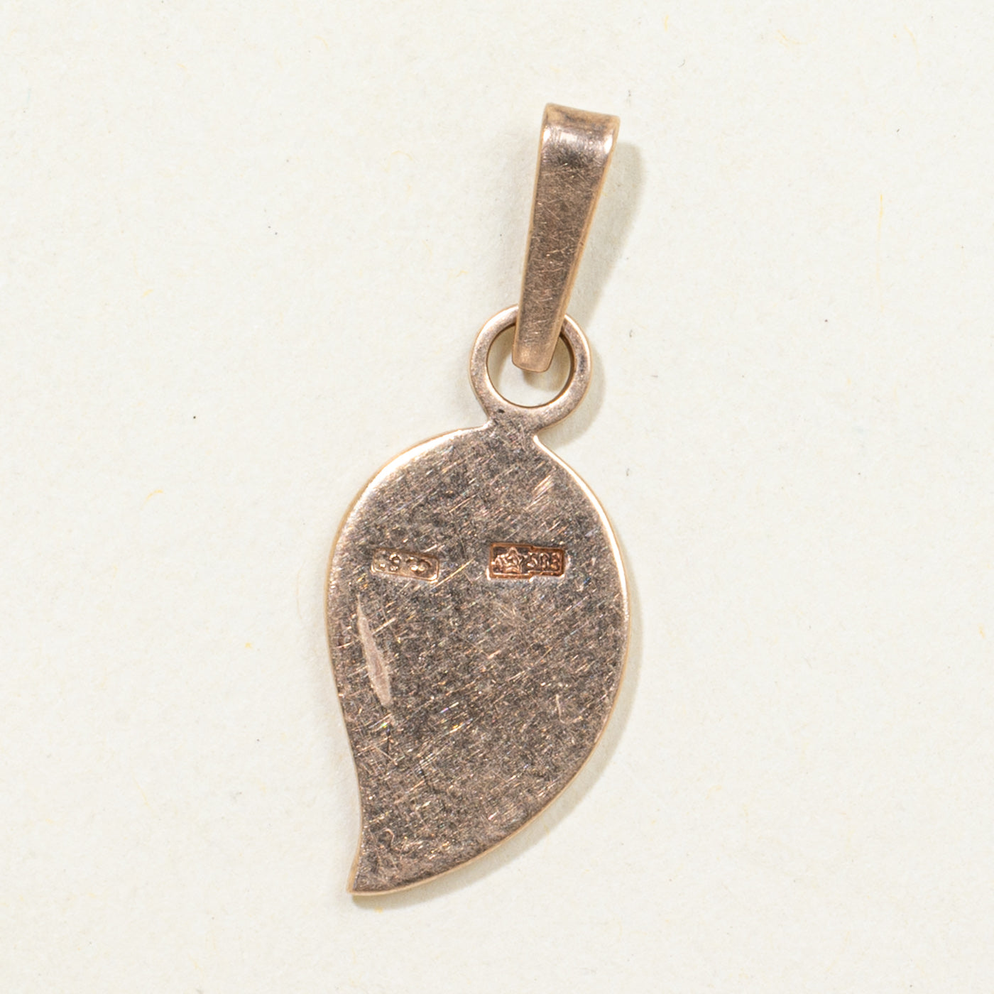 Soviet Hallmarked 14k Rose Gold Leaf Pendant