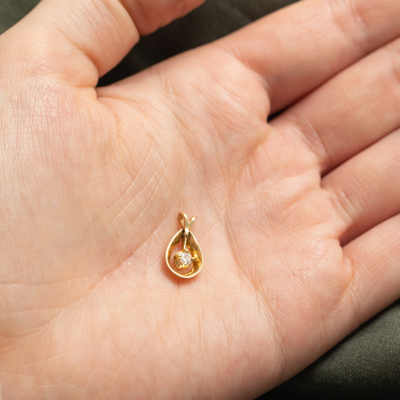 14K Dangling Diamond Pear Shaped Pendant