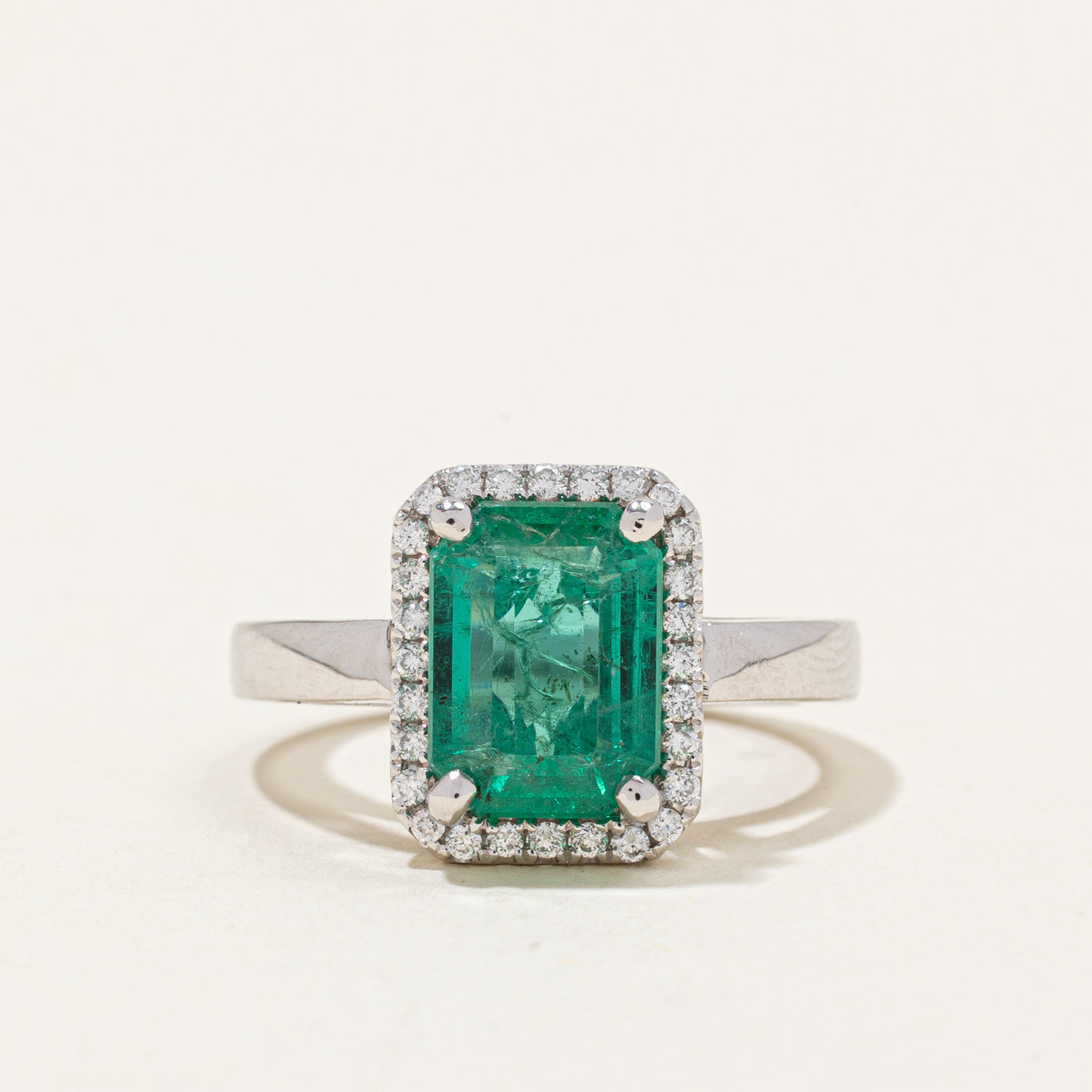 18k Emerald & Diamond Halo Ring | 2.75ct, 0.20ctw | SZ 5.75 |