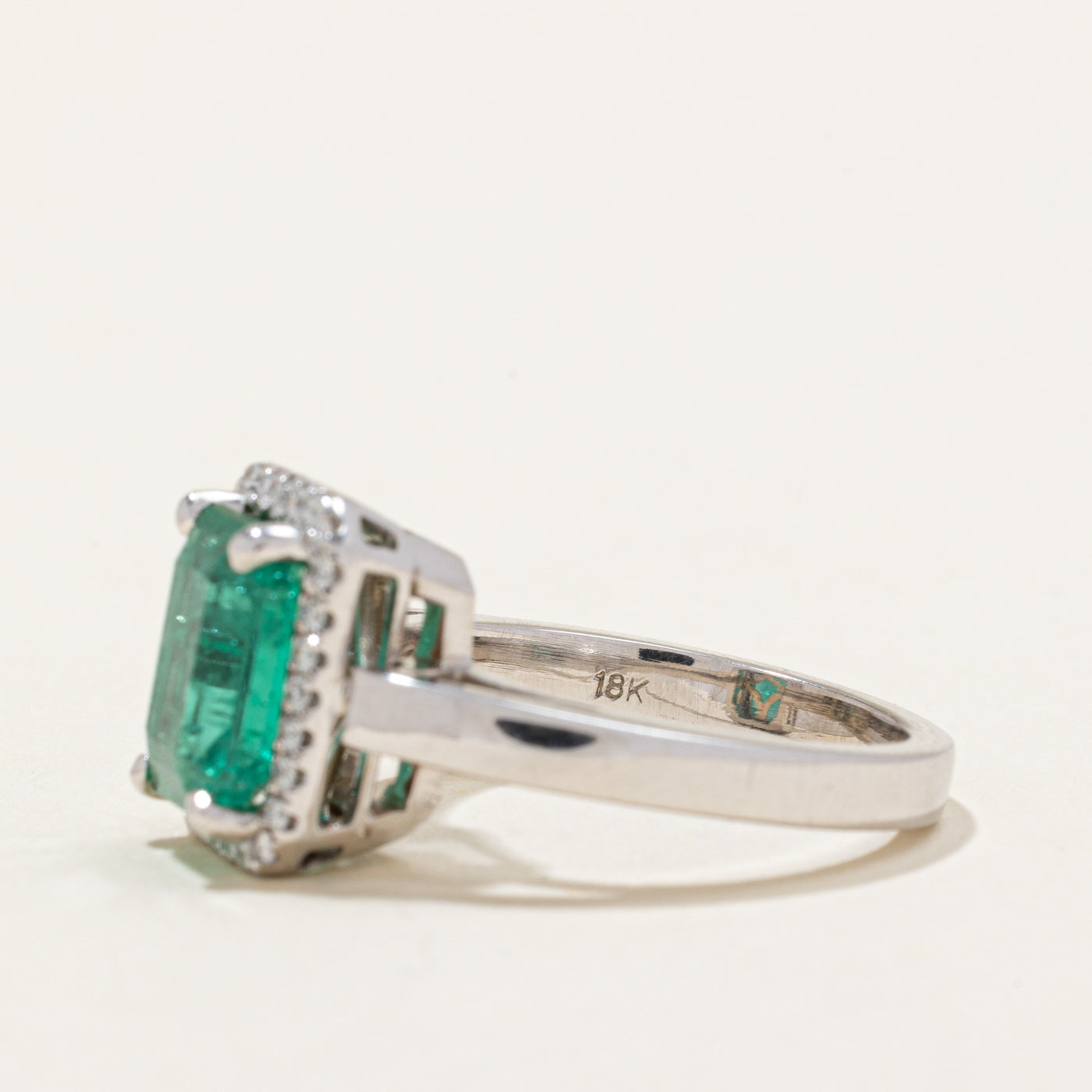 18k Emerald & Diamond Halo Ring | 2.75ct, 0.20ctw | SZ 5.75 |
