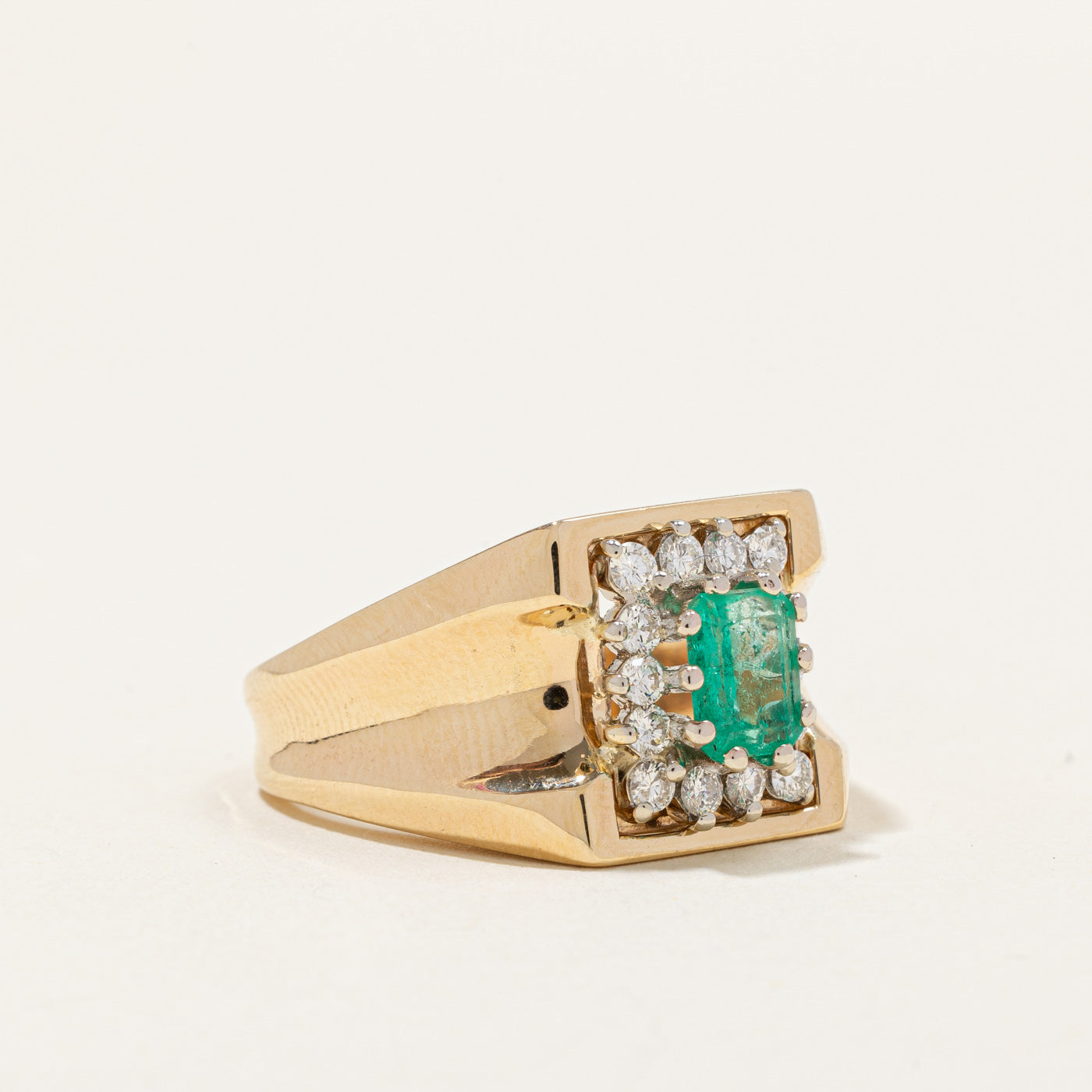 Emerald & Diamond Halo Ring | 0.75ct, 0.48ctw | SZ 9.75 |