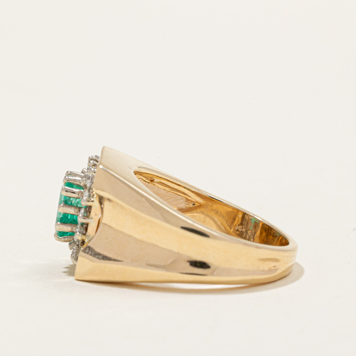 Emerald & Diamond Halo Ring | 0.75ct, 0.48ctw | SZ 9.75 |