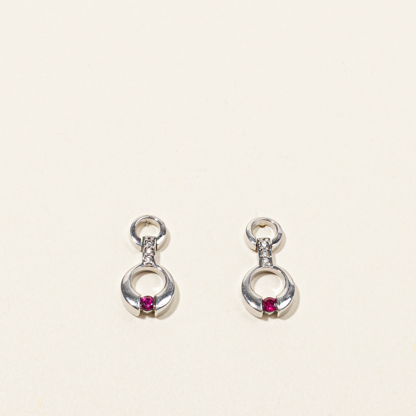 Synthetic Ruby & Diamond Earrings | 0.15ctw | 0.03ctw |