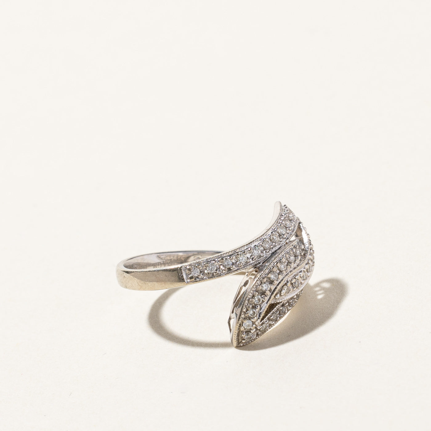 Milgrain Detail Diamond Bypass Ring | 0.20ctw | SZ 6.5 |