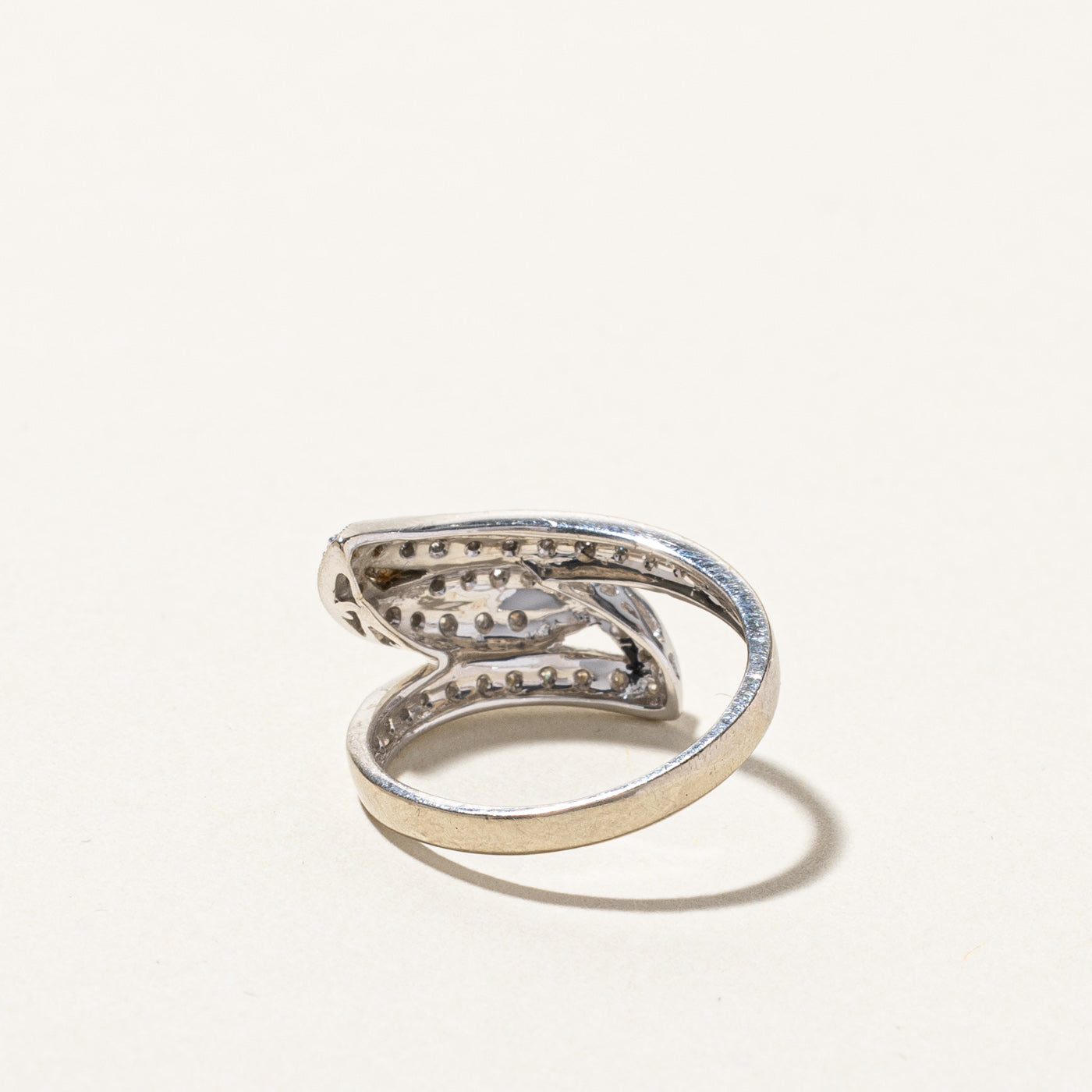 Milgrain Detail Diamond Bypass Ring | 0.20ctw | SZ 6.5 |