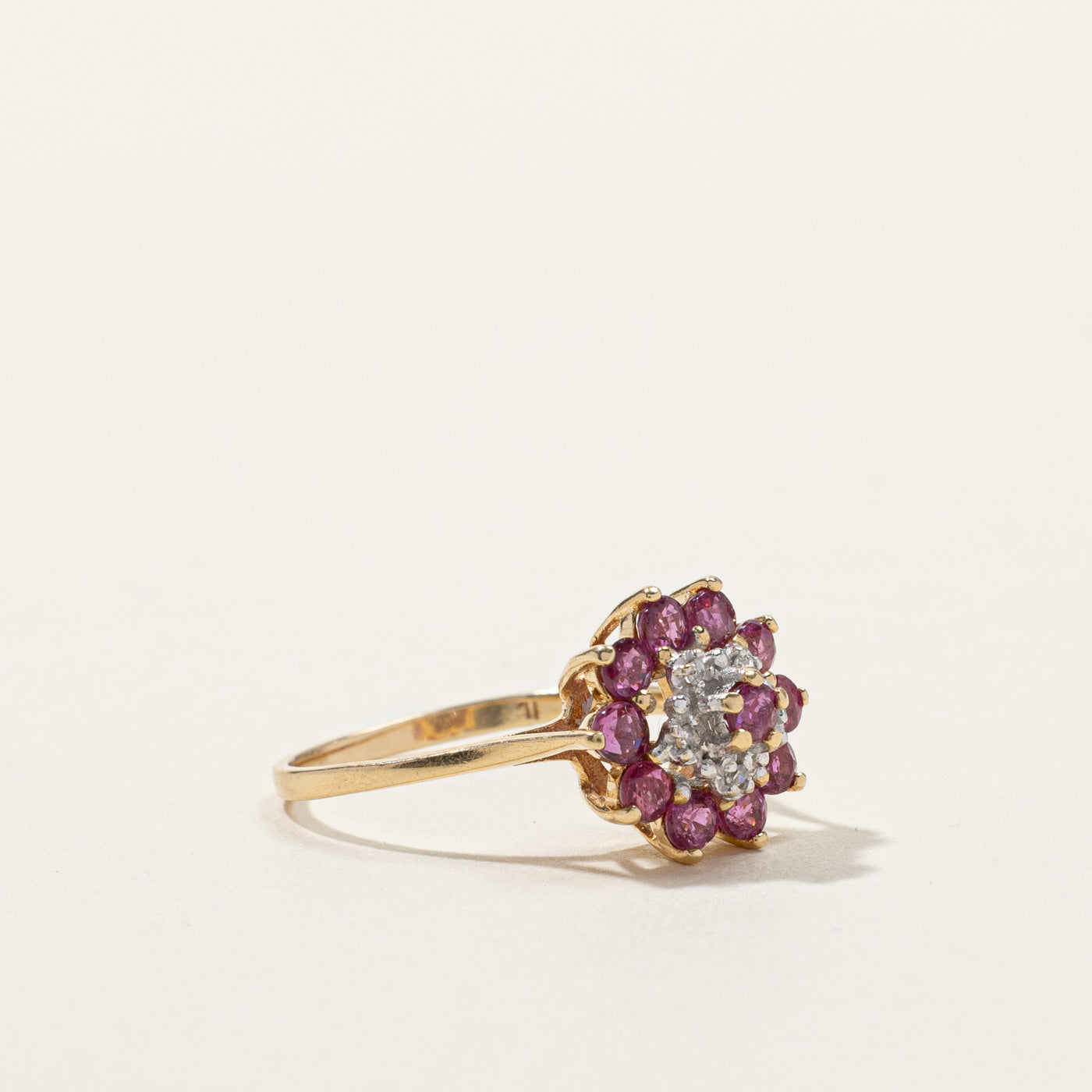 Cluster Ruby & Diamond Ring | 0.65ctw | 0.03ctw | SZ 5.75 |
