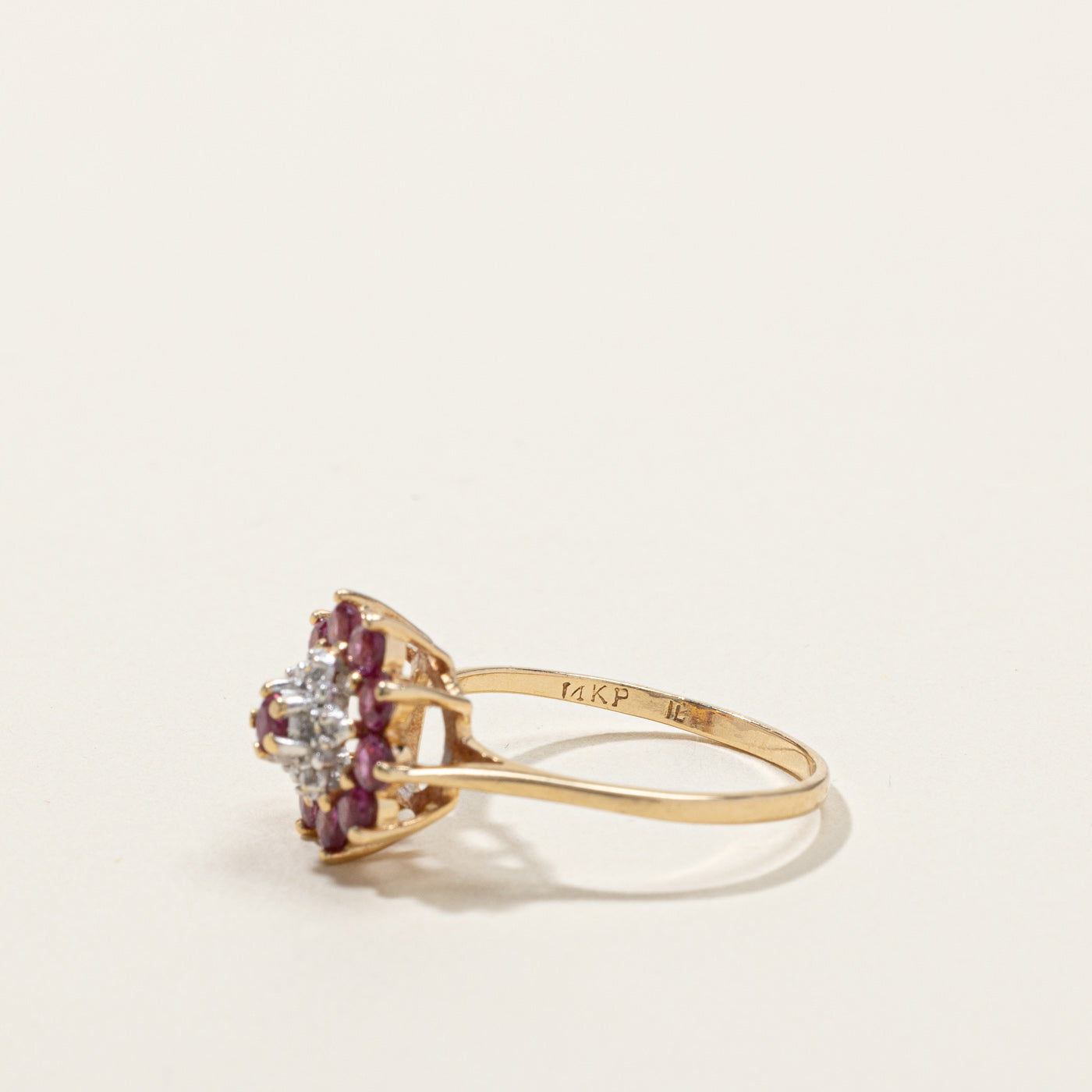 Cluster Ruby & Diamond Ring | 0.65ctw | 0.03ctw | SZ 5.75 |