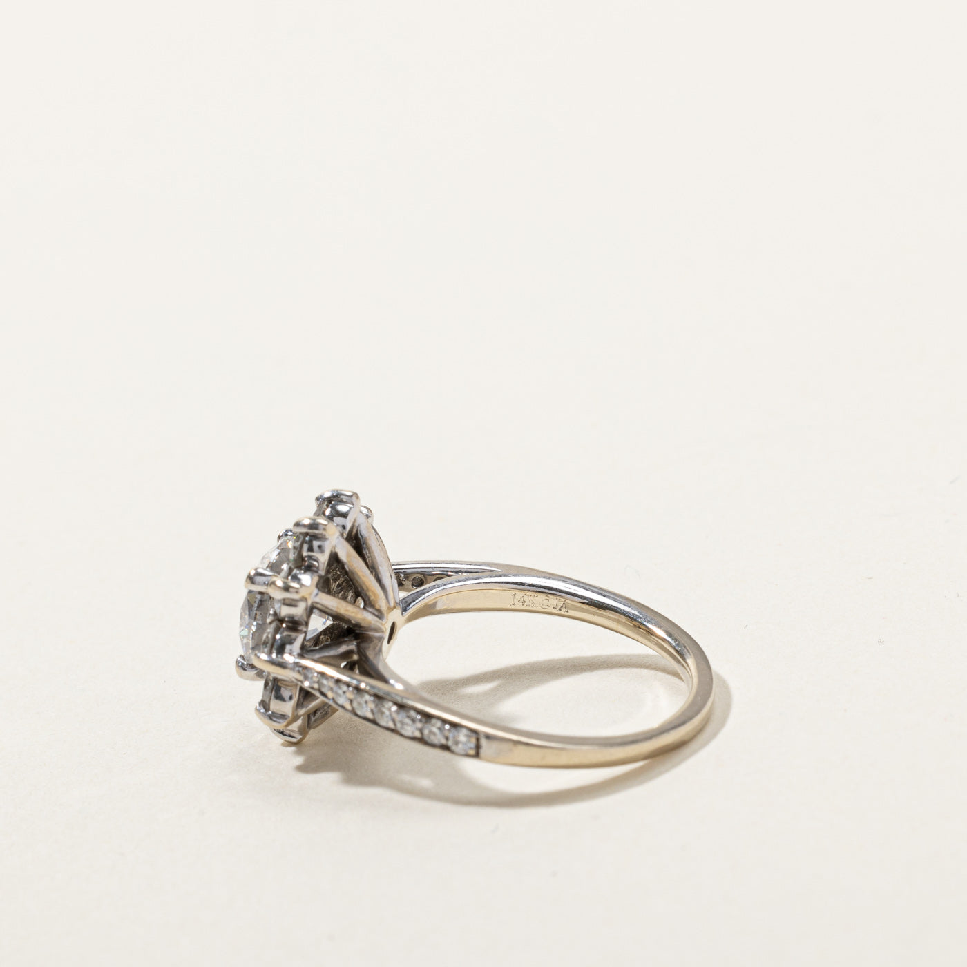 GIA Certified Cluster Diamond Engagement Ring | 1.41 SI1 E | 0.72ctw | SZ 5 |