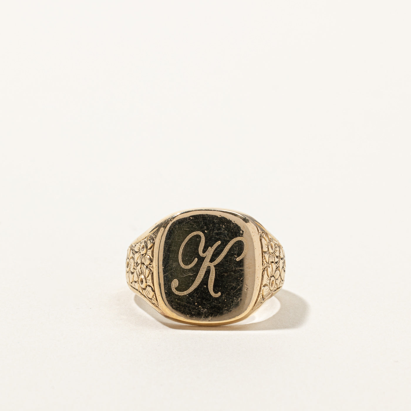 1967 London Gold Initial "K" Signet Ring | SZ 10.25 |
