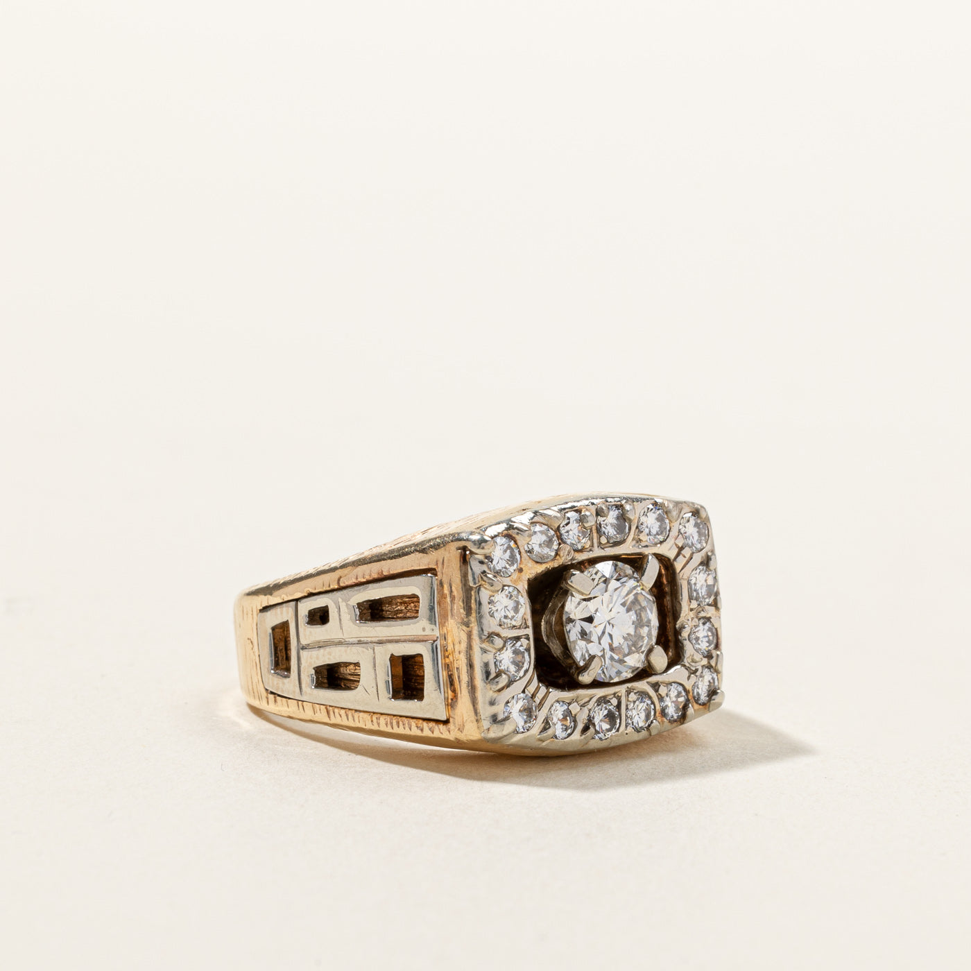 Diamond Textured Gold Ring | 1.85ctw | SZ 9.5 |