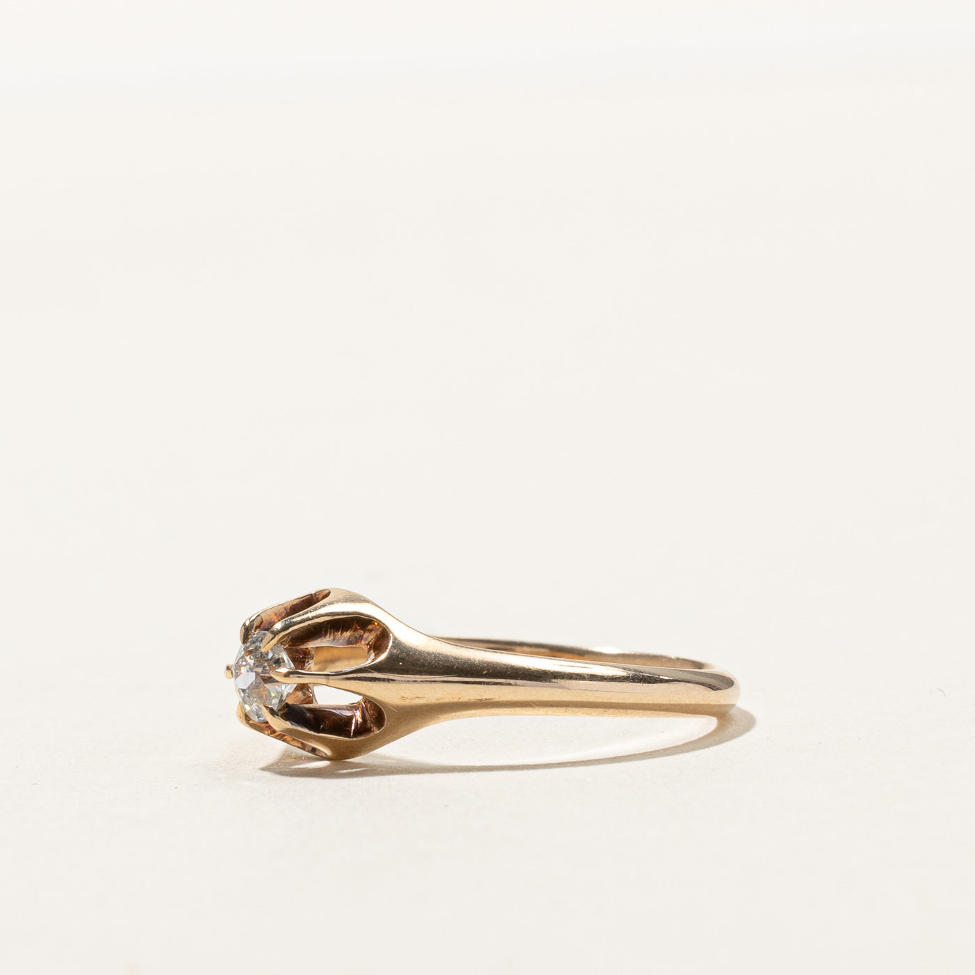 Belcher Set Old Mine Diamond Ring | 0.18ct | SZ 7.25 |