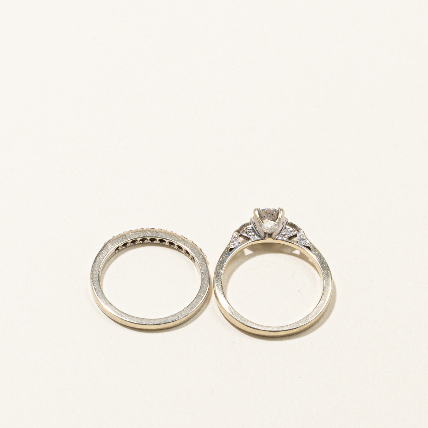 Prong Set Diamond Wedding Ring Set | 0.83ctw | SZ 5.75 |