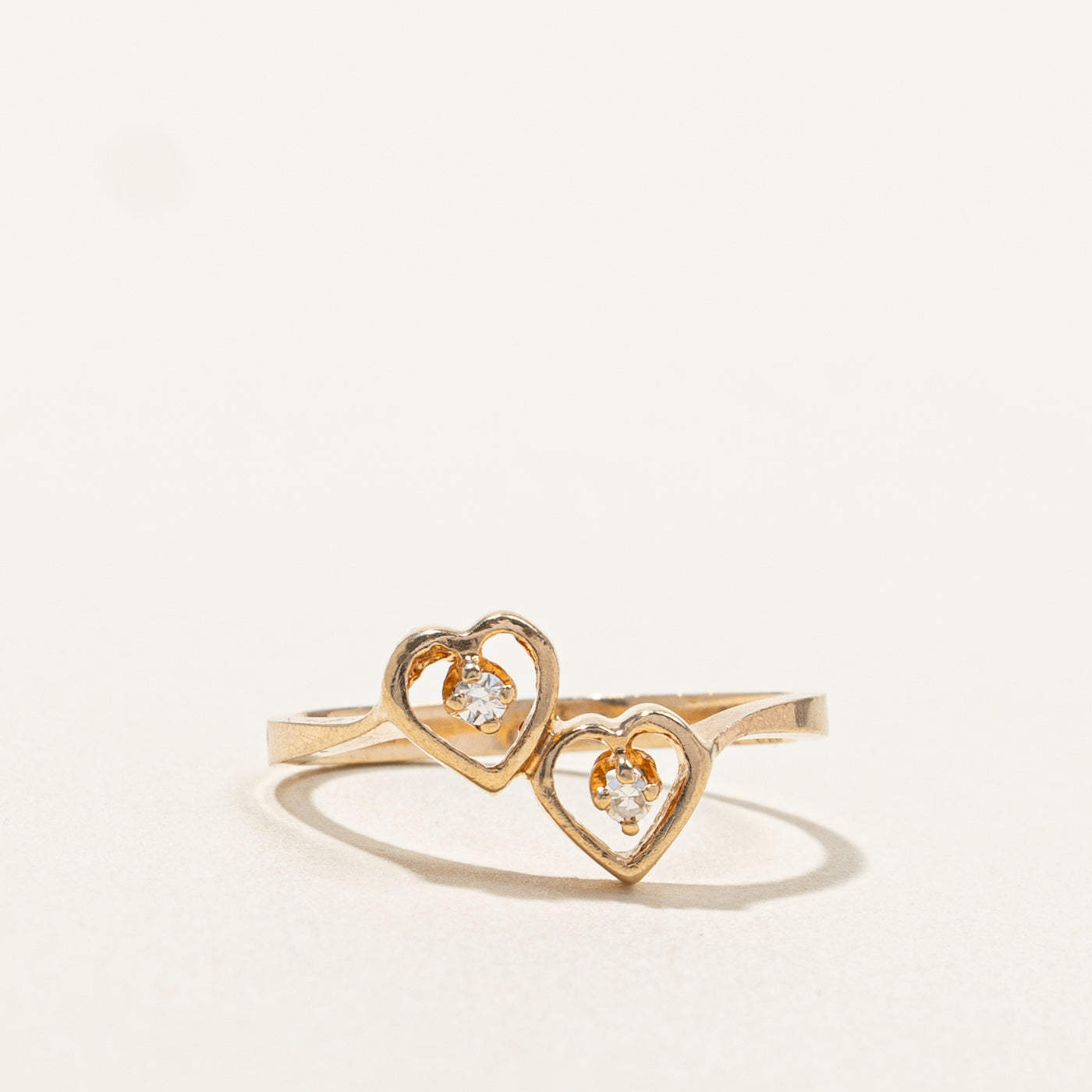 Bypass Double Heart Diamond Ring | 0.06ctw | SZ 6 |