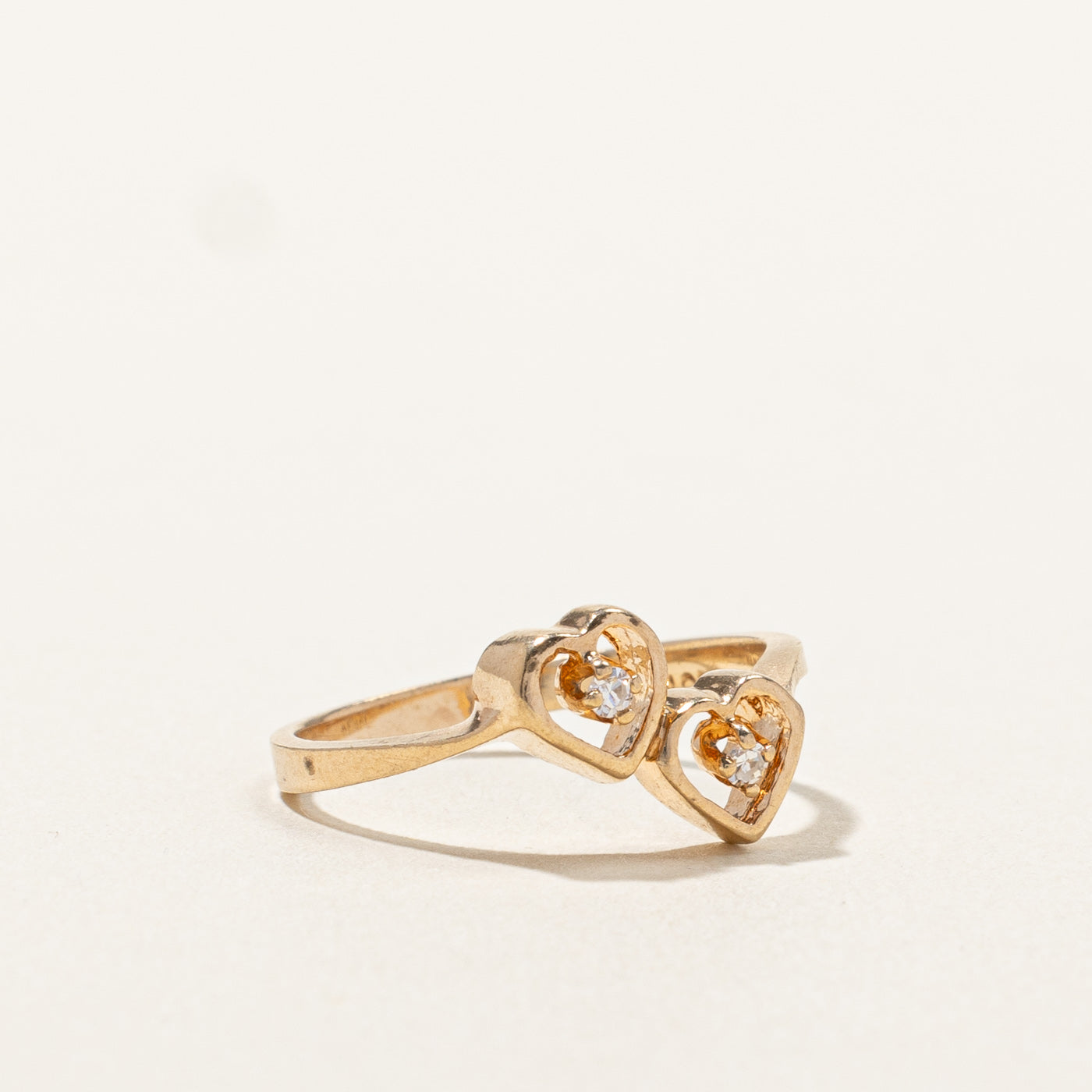Bypass Double Heart Diamond Ring | 0.06ctw | SZ 6 |