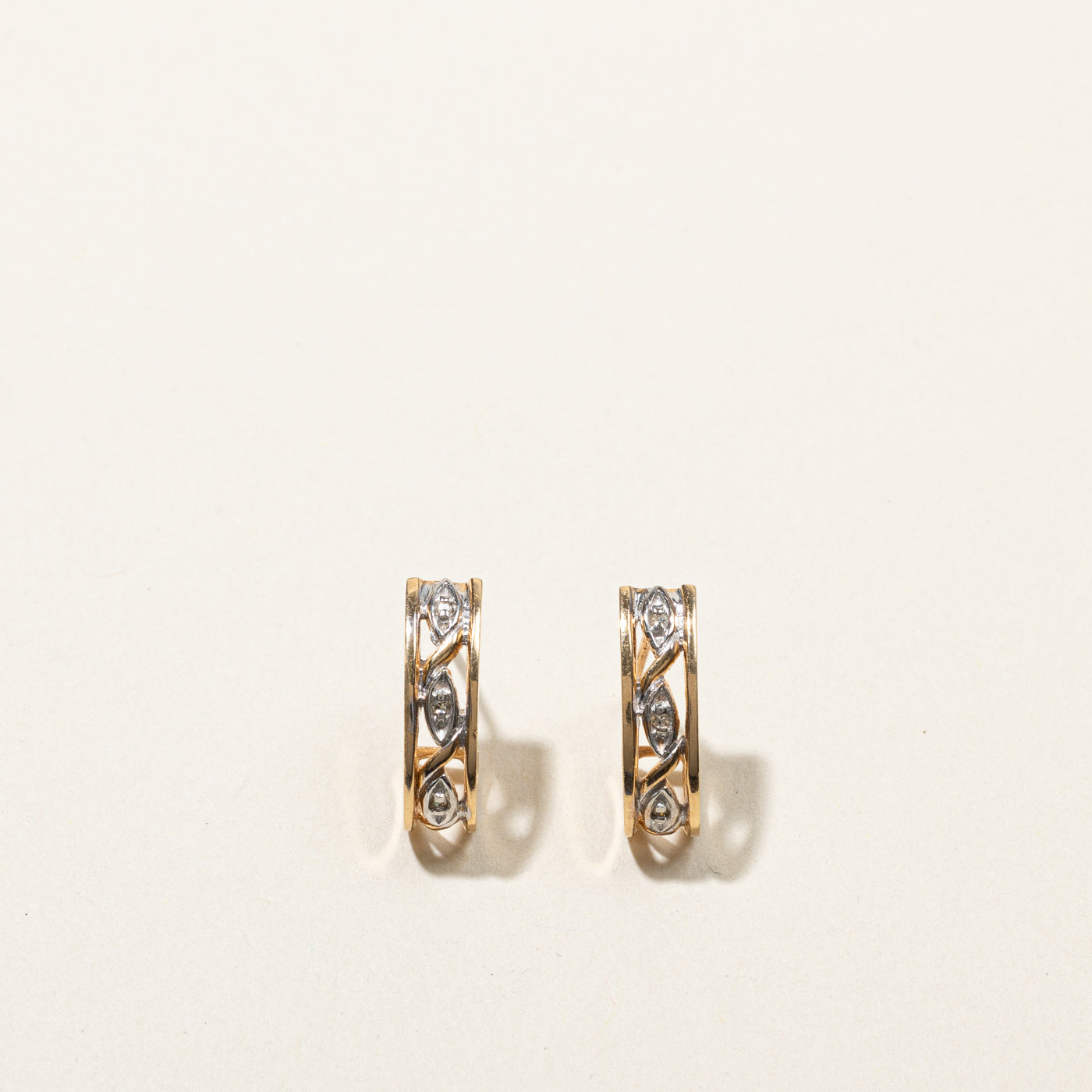 Textured Diamond Semi Huggie Earrings | 0.03ctw |