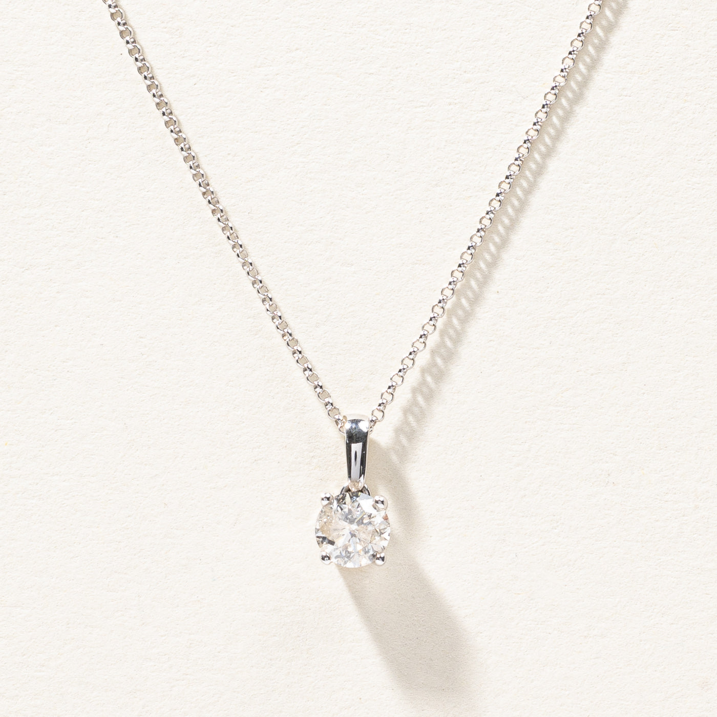 Solitaire Diamond Pendant Necklace | 0.94ct | 18"|