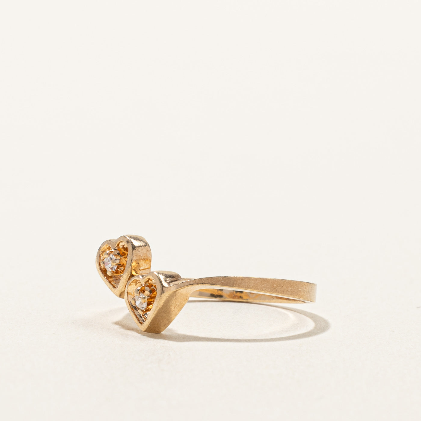 Bypass Double Heart Diamond Ring | 0.06ctw | SZ 6 |
