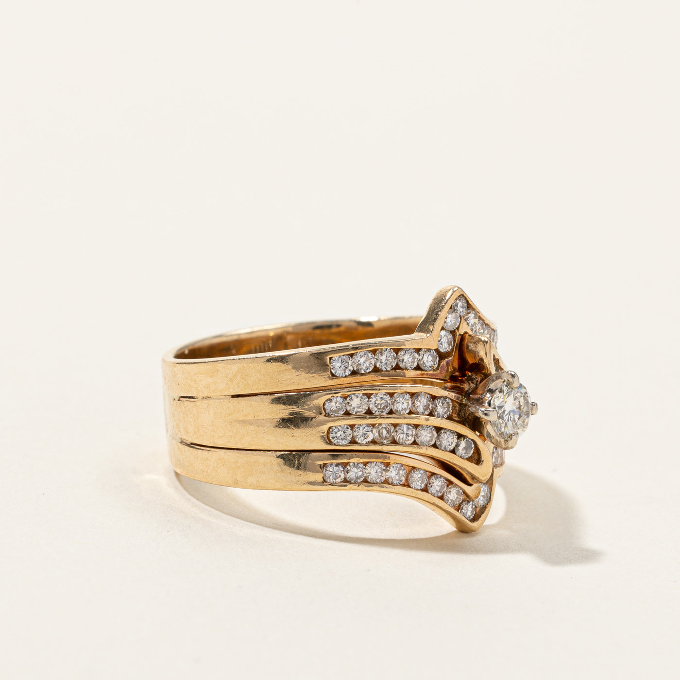 Bypass Diamond Soldered Ring | 0.99ctw | SZ 10.75 |