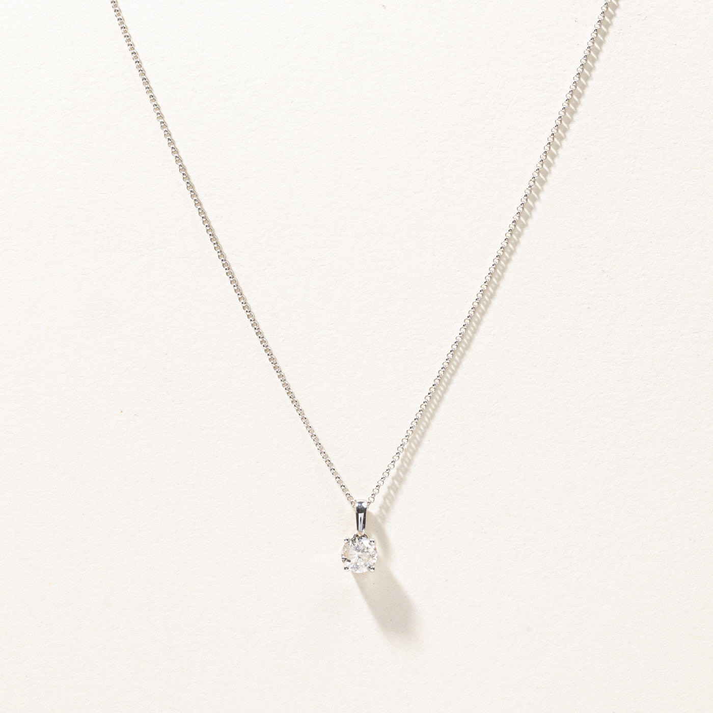 Solitaire Diamond Pendant Necklace | 0.94ct | 18"|